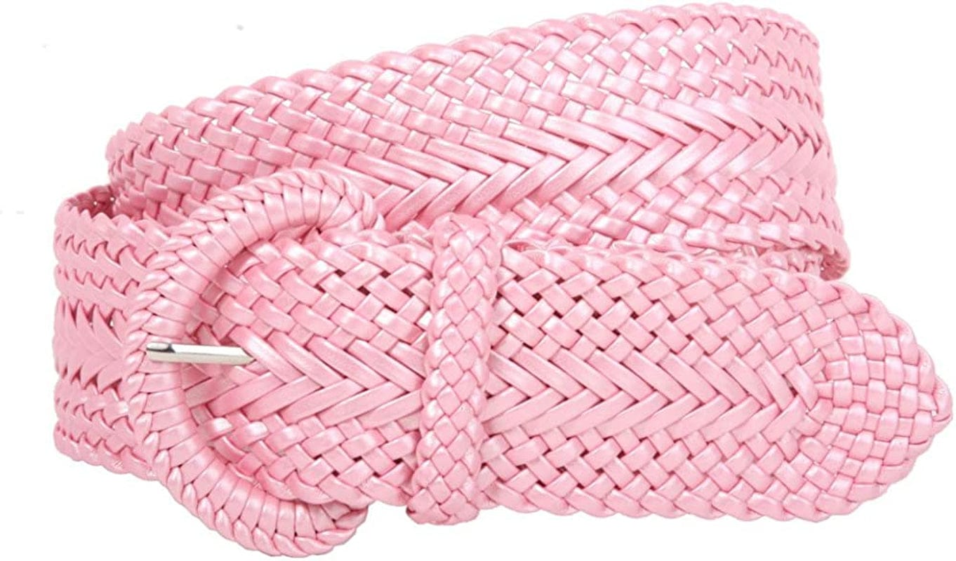 2 Inch Wide Hand Made Soft Metallic Woven Braided round Belt Apparel & Accessories > Clothing Accessories > Belts beltiscool Pink L/XL (36"-38" WAIST)