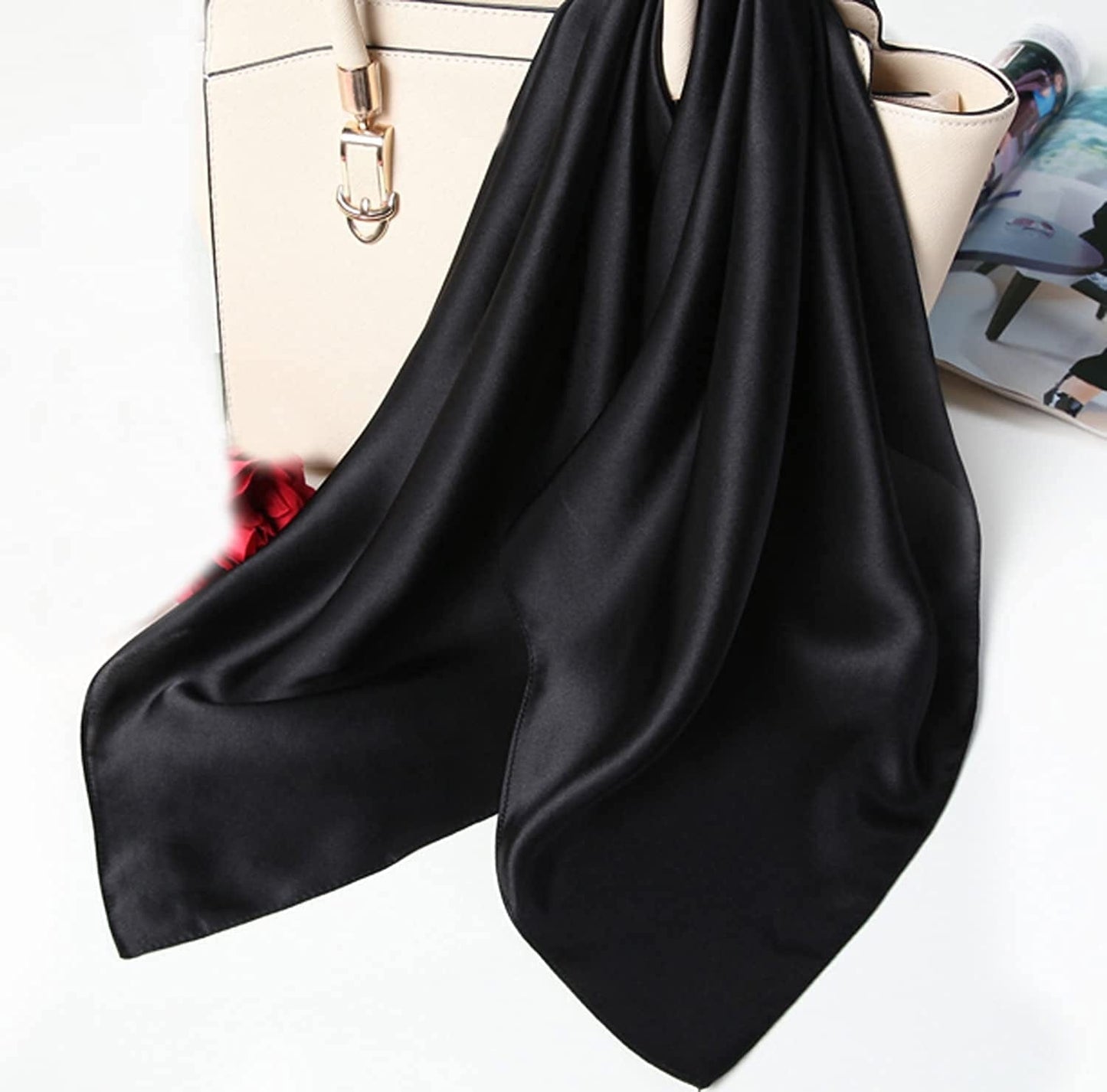 2 Pack 35" Satin Silk like Hair Scarf Bandana Light Head Wraps Neck Face Scarves Cover for Women Apparel & Accessories > Clothing Accessories > Bandanas & Headties woogwin