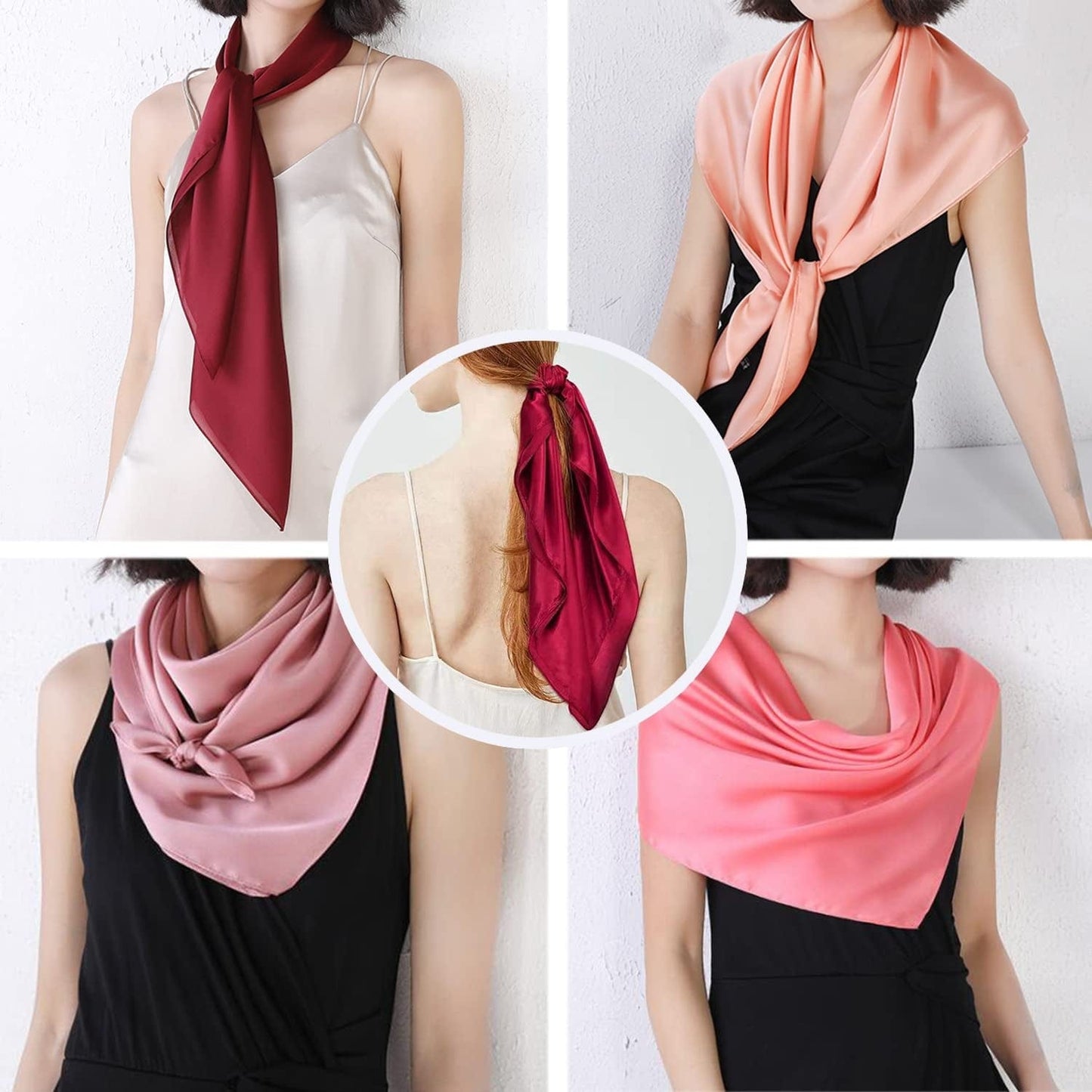 2 Pack 35" Satin Silk like Hair Scarf Bandana Light Head Wraps Neck Face Scarves Cover for Women Apparel & Accessories > Clothing Accessories > Bandanas & Headties woogwin