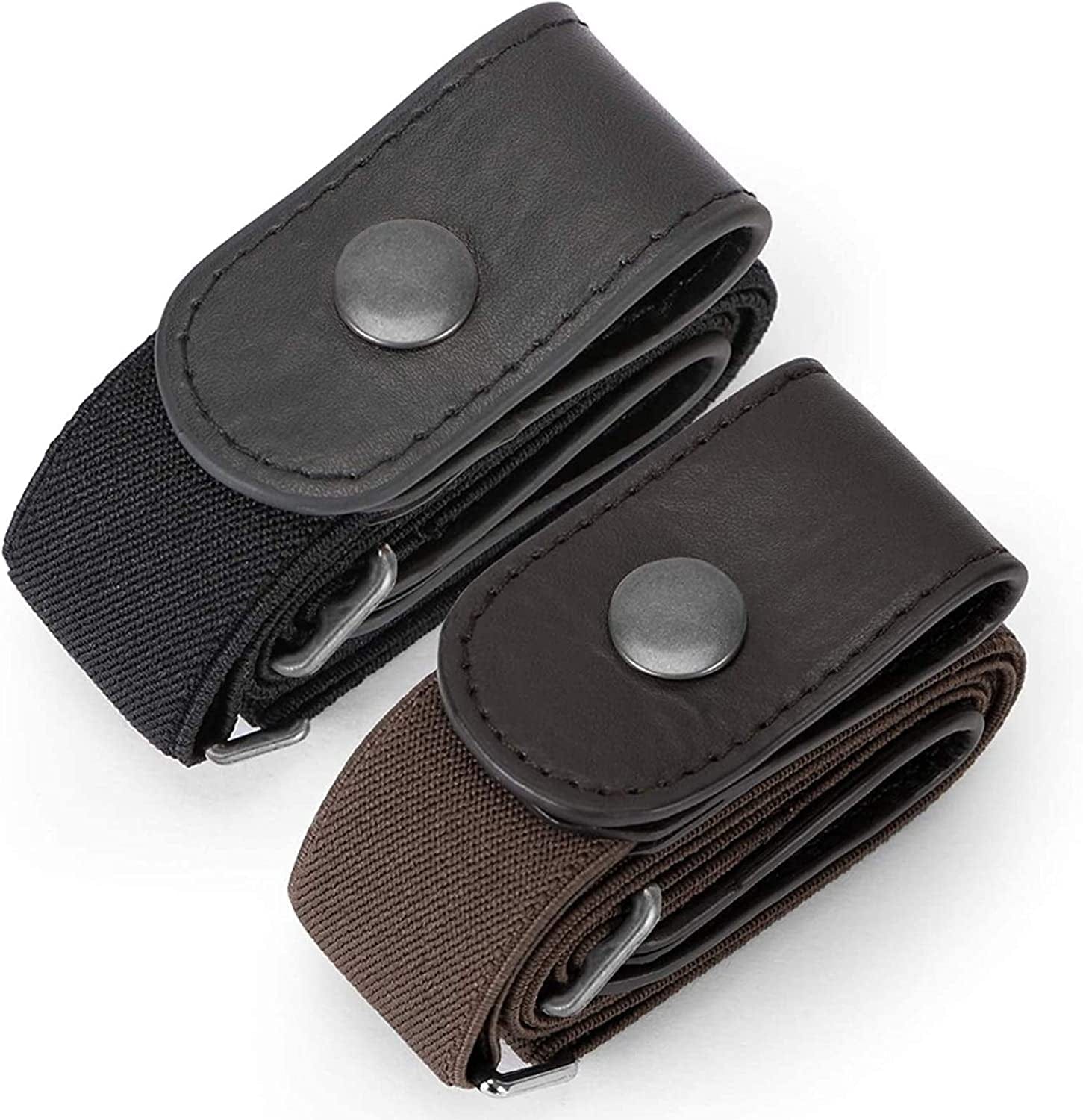 2 Pack Buckle Free Comfortable Elastic Belt for Women or Men, Buckle-Less No Bulge No Hassle Invisible Belts WHIPPY Apparel & Accessories > Clothing Accessories > Belts WHIPPY 2-black/Coffee Small Size: 22"-36"