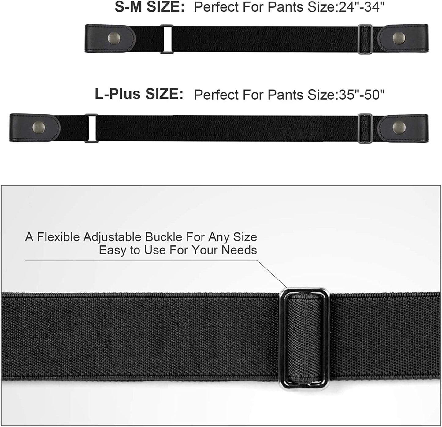 2 Pack Buckle Free Comfortable Elastic Belt for Women or Men, Buckle-Less No Bulge No Hassle Invisible Belts WHIPPY Apparel & Accessories > Clothing Accessories > Belts WHIPPY