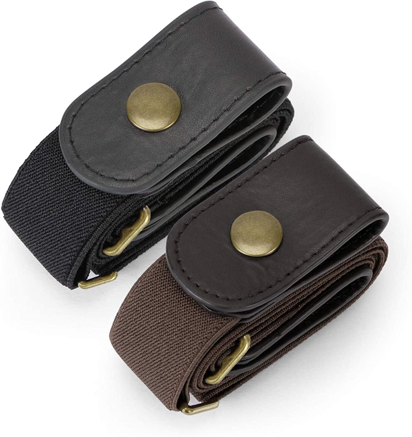 2 Pack Buckle Free Comfortable Elastic Belt for Women or Men, Buckle-Less No Bulge No Hassle Invisible Belts WHIPPY Apparel & Accessories > Clothing Accessories > Belts WHIPPY 1-black/Coffee Large Size: 32"-48"