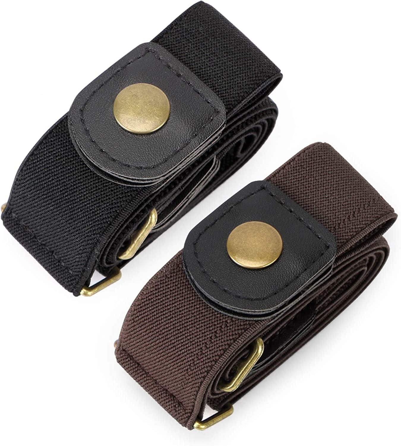 2 Pack Buckle Free Comfortable Elastic Belt for Women or Men, Buckle-Less No Bulge No Hassle Invisible Belts WHIPPY Apparel & Accessories > Clothing Accessories > Belts WHIPPY 3-black/Coffee Large Size: 32"-48"