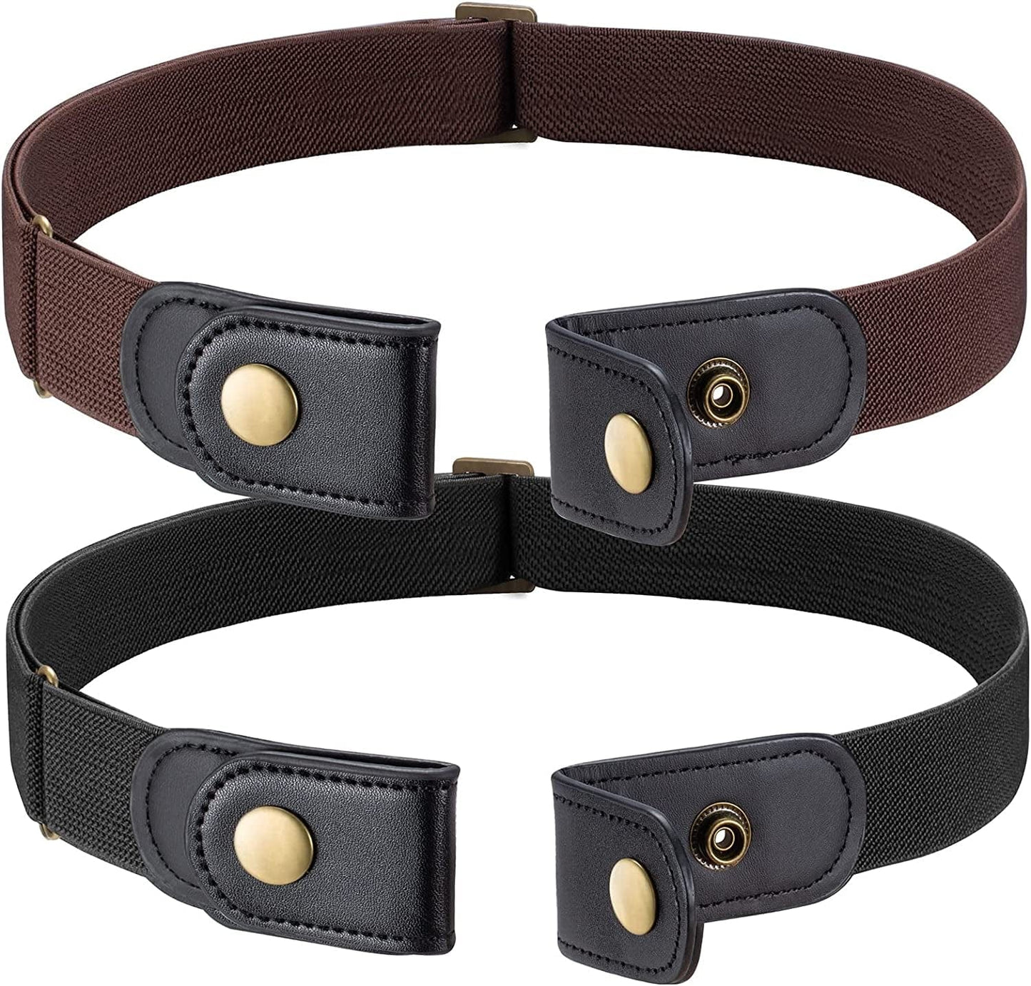 2 Pack No Buckle Free Elastic Belt for Women Men, Comfortable Adjustable Invisible Stretch Waist Belt for Jeans Shorts Pants Apparel & Accessories > Clothing Accessories > Belts Ultrashang