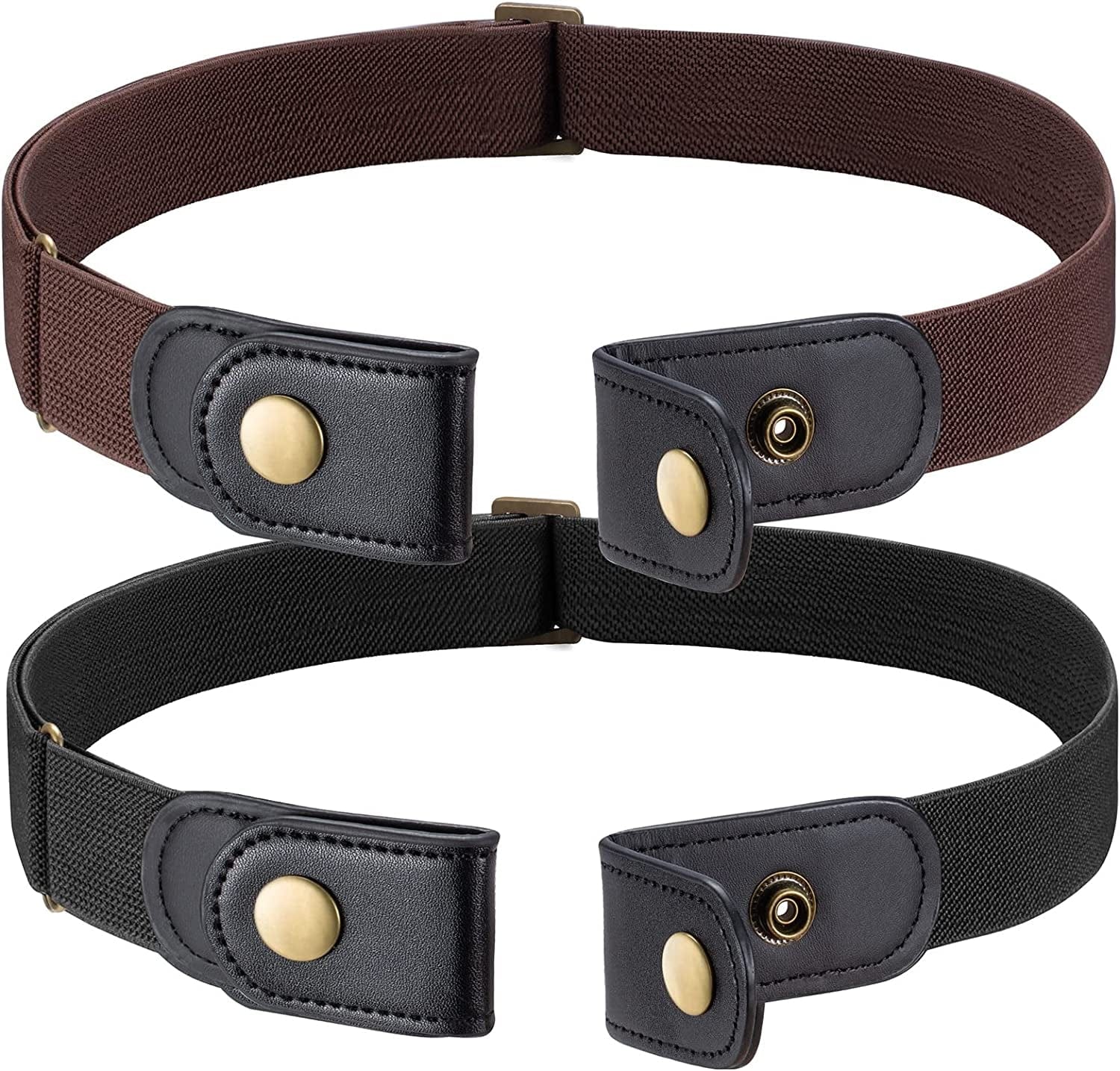 2 Pack No Buckle Free Elastic Belt for Women Men, Comfortable Adjustable Invisible Stretch Waist Belt for Jeans Shorts Pants Apparel & Accessories > Clothing Accessories > Belts Ultrashang