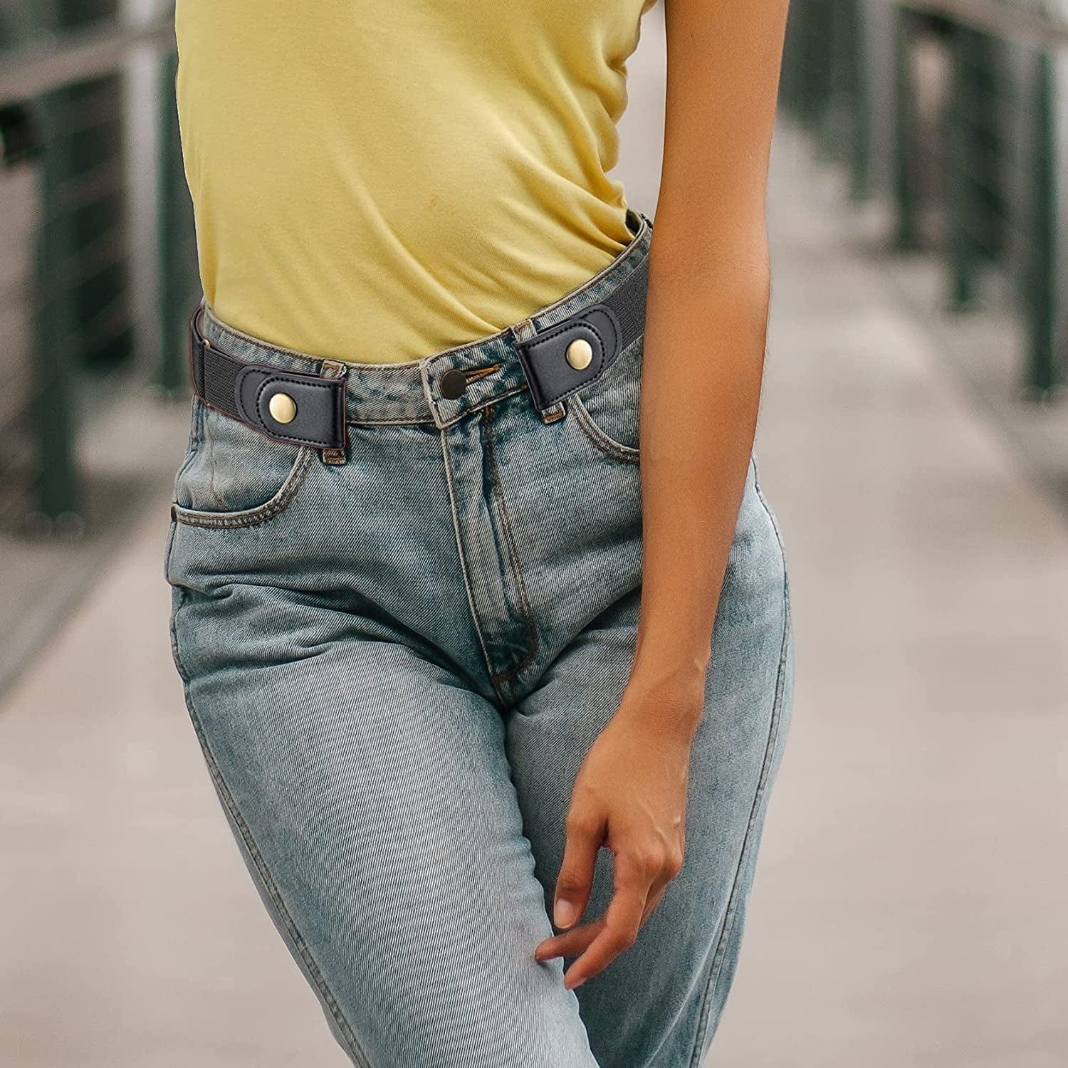 2 Pack No Buckle Free Elastic Belt for Women Men, Comfortable Adjustable Invisible Stretch Waist Belt for Jeans Shorts Pants Apparel & Accessories > Clothing Accessories > Belts Ultrashang