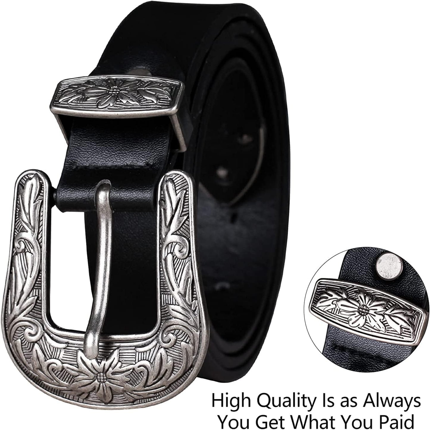 2 Pack Western Cowboy Style Belts for Women Female Girl Ladies Cowgirl Belt(Sjtbc-S) Apparel & Accessories > Clothing Accessories > Belts Ssumday