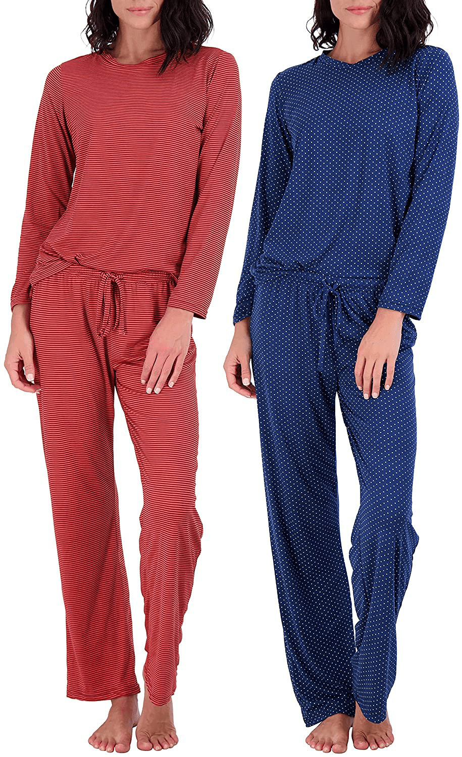 2 Pack: Women’s Pajama Set Super-Soft Short & Long Sleeve Top with Pants Apparel & Accessories > Clothing > Sleepwear & Loungewear > Pajamas Real Essentials Long Sleeve Set B Large