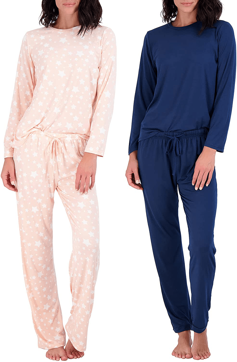 2 Pack: Women’s Pajama Set Super-Soft Short & Long Sleeve Top with Pants Apparel & Accessories > Clothing > Sleepwear & Loungewear > Pajamas Real Essentials Long Sleeve Set G X-Large