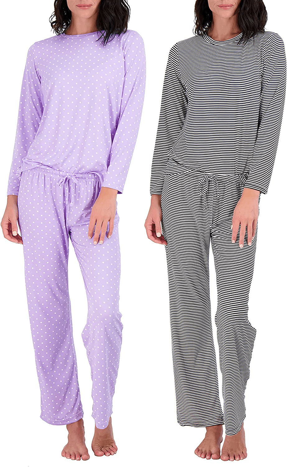2 Pack: Women’s Pajama Set Super-Soft Short & Long Sleeve Top with Pants Apparel & Accessories > Clothing > Sleepwear & Loungewear > Pajamas Real Essentials Long Sleeve Set E X-Large