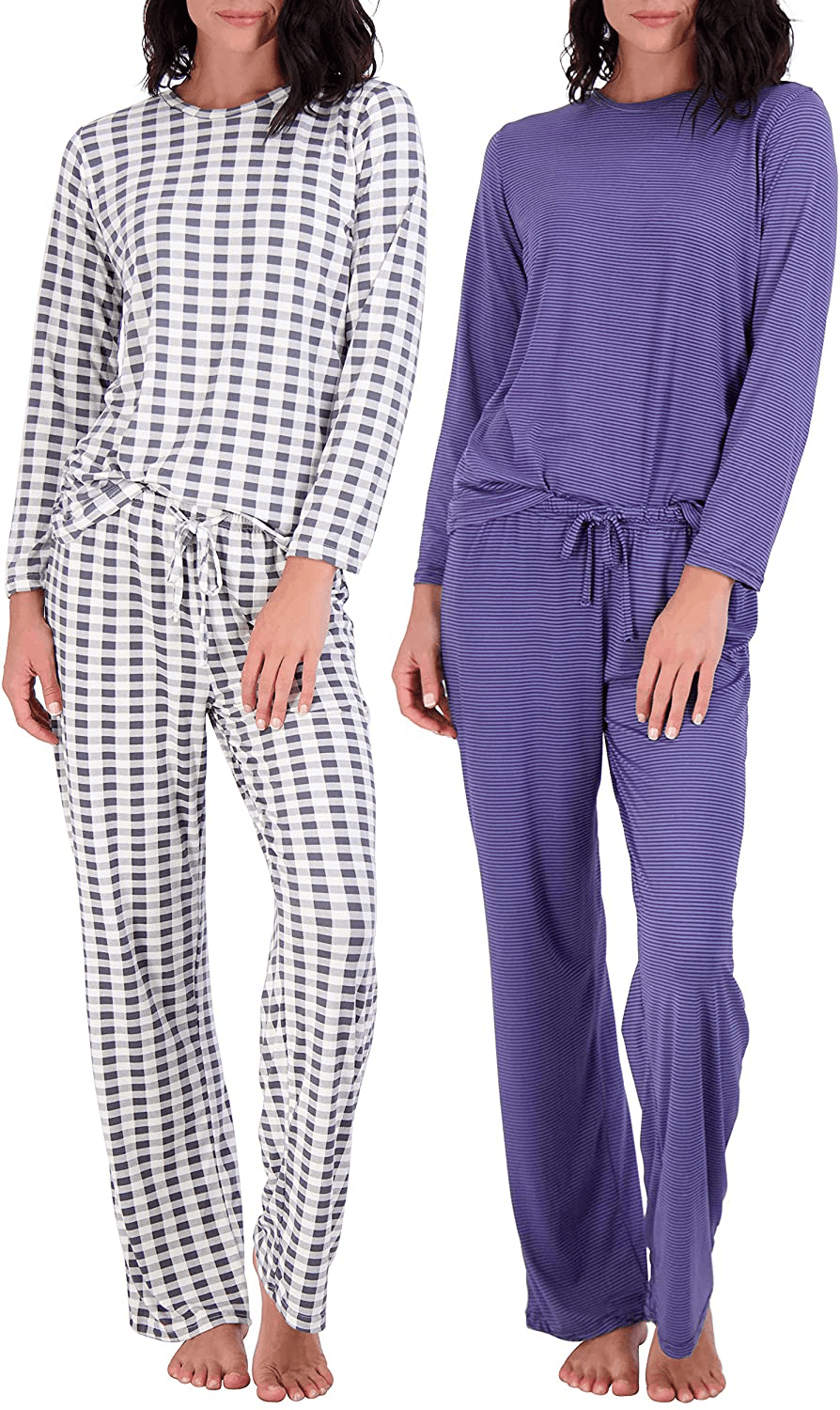 2 Pack: Women’s Pajama Set Super-Soft Short & Long Sleeve Top with Pants Apparel & Accessories > Clothing > Sleepwear & Loungewear > Pajamas Real Essentials Long Sleeve Set D Large