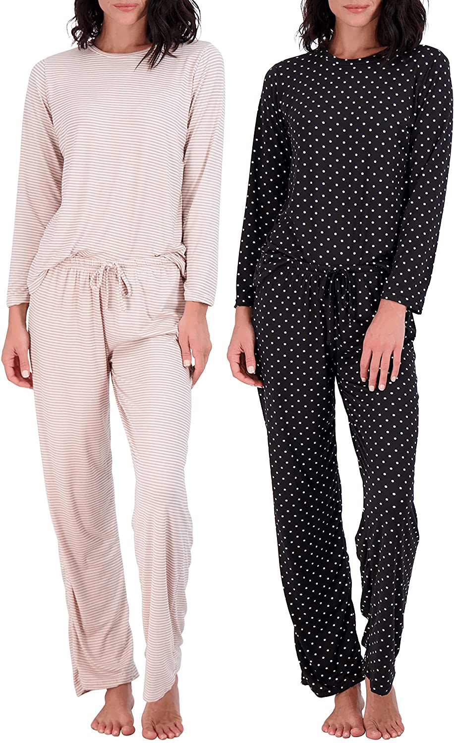 2 Pack: Women’s Pajama Set Super-Soft Short & Long Sleeve Top with Pants Apparel & Accessories > Clothing > Sleepwear & Loungewear > Pajamas Real Essentials Long Sleeve Set C Medium