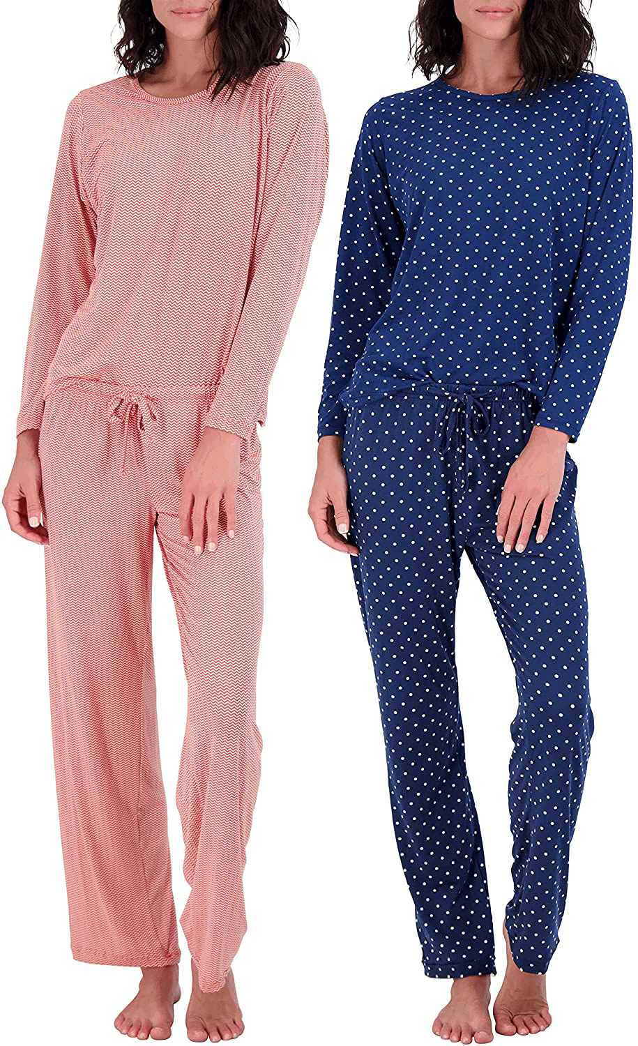 2 Pack: Women’s Pajama Set Super-Soft Short & Long Sleeve Top with Pants Apparel & Accessories > Clothing > Sleepwear & Loungewear > Pajamas Real Essentials Long Sleeve Set a Small