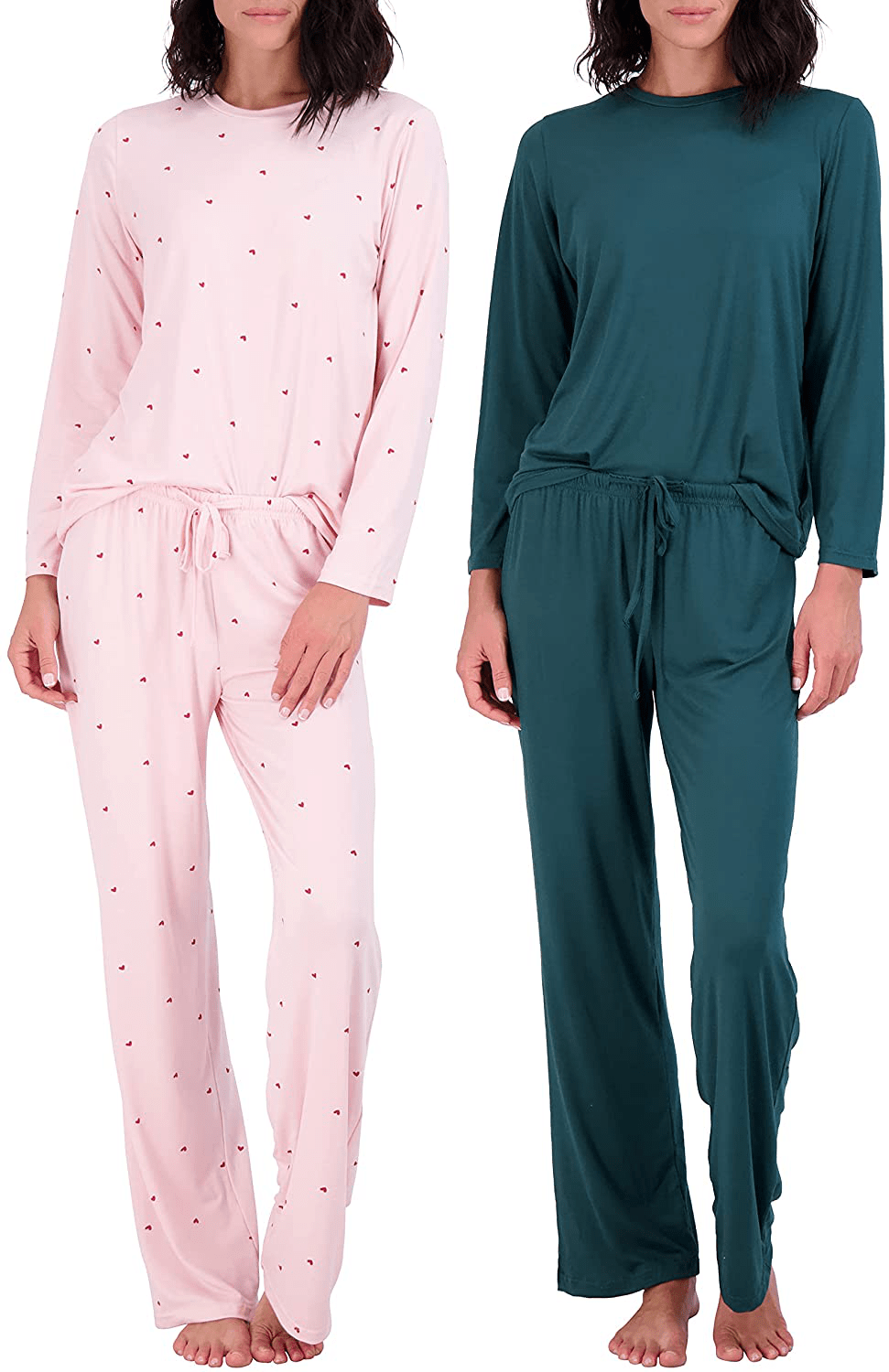 2 Pack: Women’s Pajama Set Super-Soft Short & Long Sleeve Top with Pants Apparel & Accessories > Clothing > Sleepwear & Loungewear > Pajamas Real Essentials Long Sleeve Set F Small