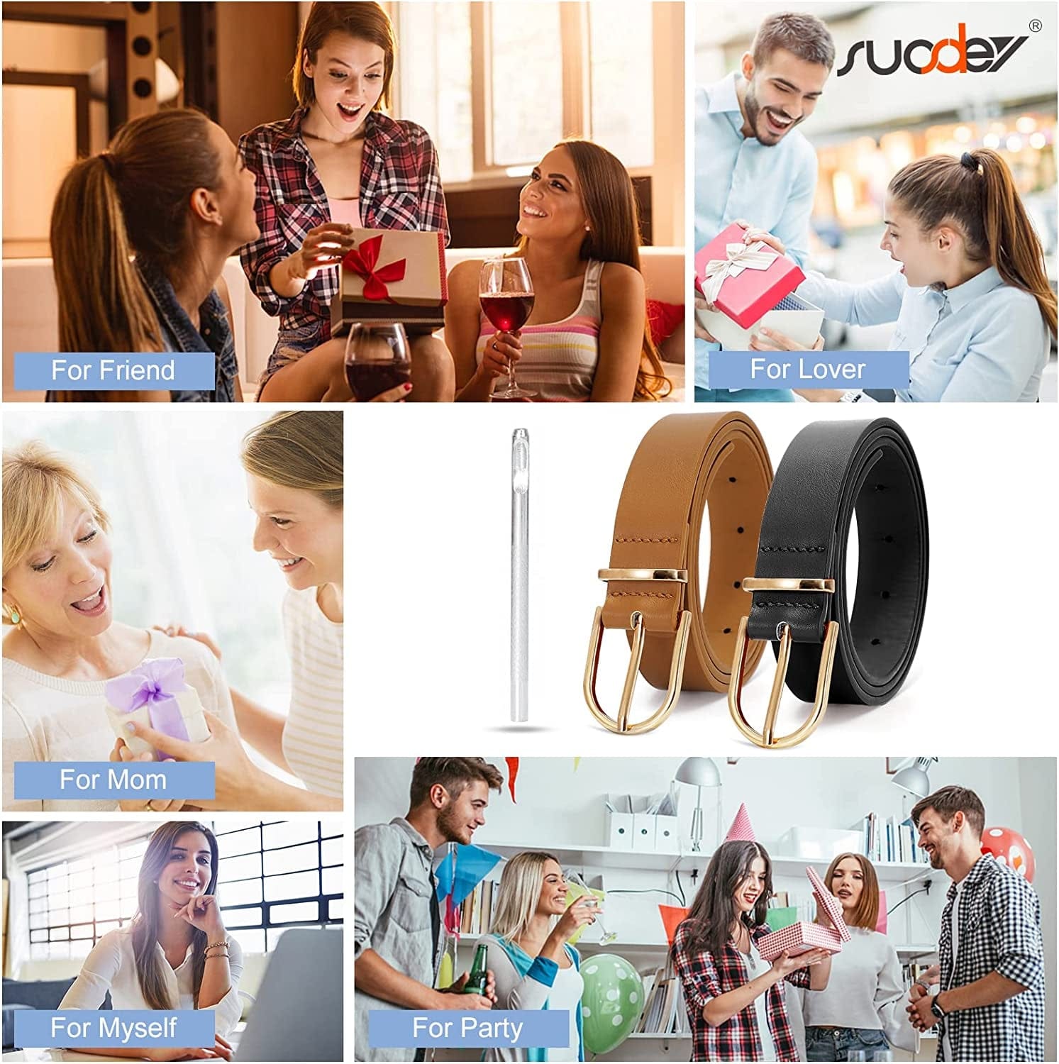 2 Pack Women Soft Faux Leather Waist Belt for Ladies Jeans Dress Chic Belt with Pin Buckle SUOSDEY Fashion Casual Belt Apparel & Accessories > Clothing Accessories > Belts SUOSDEY