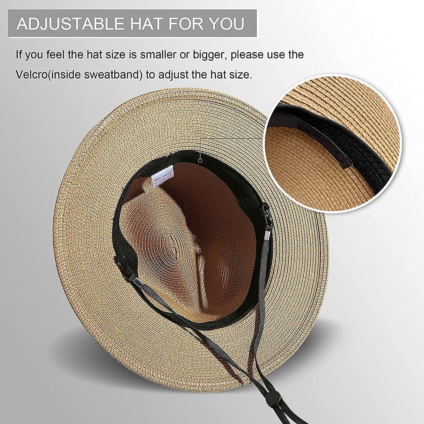 2 Pack Women Straw Hat Panama Wide Brim Roll up Hat Fine Braid Fedora Summer Sun Hat with Wind Lanyard for Beach Travel UPF Apparel & Accessories > Clothing Accessories > Hats 29 IYEBRAO