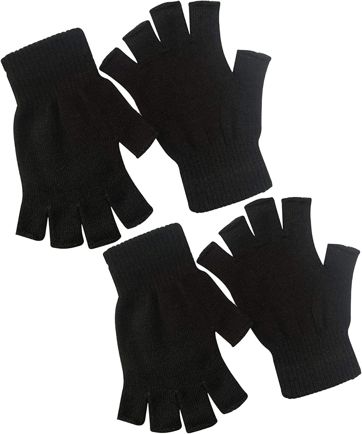 2 Pair Half Finger Gloves Winter Knit Touchscreen Warm Stretchy Mittens Fingerless Gloves in Common Size for Men and Women,Black Apparel & Accessories > Clothing Accessories > Gloves & Mittens monochef
