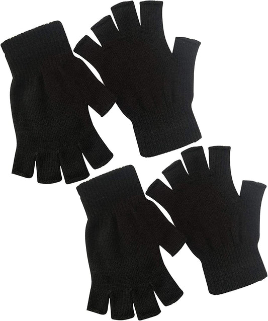 2 Pair Half Finger Gloves Winter Knit Touchscreen Warm Stretchy Mittens Fingerless Gloves in Common Size for Men and Women,Black Apparel & Accessories > Clothing Accessories > Gloves & Mittens monochef