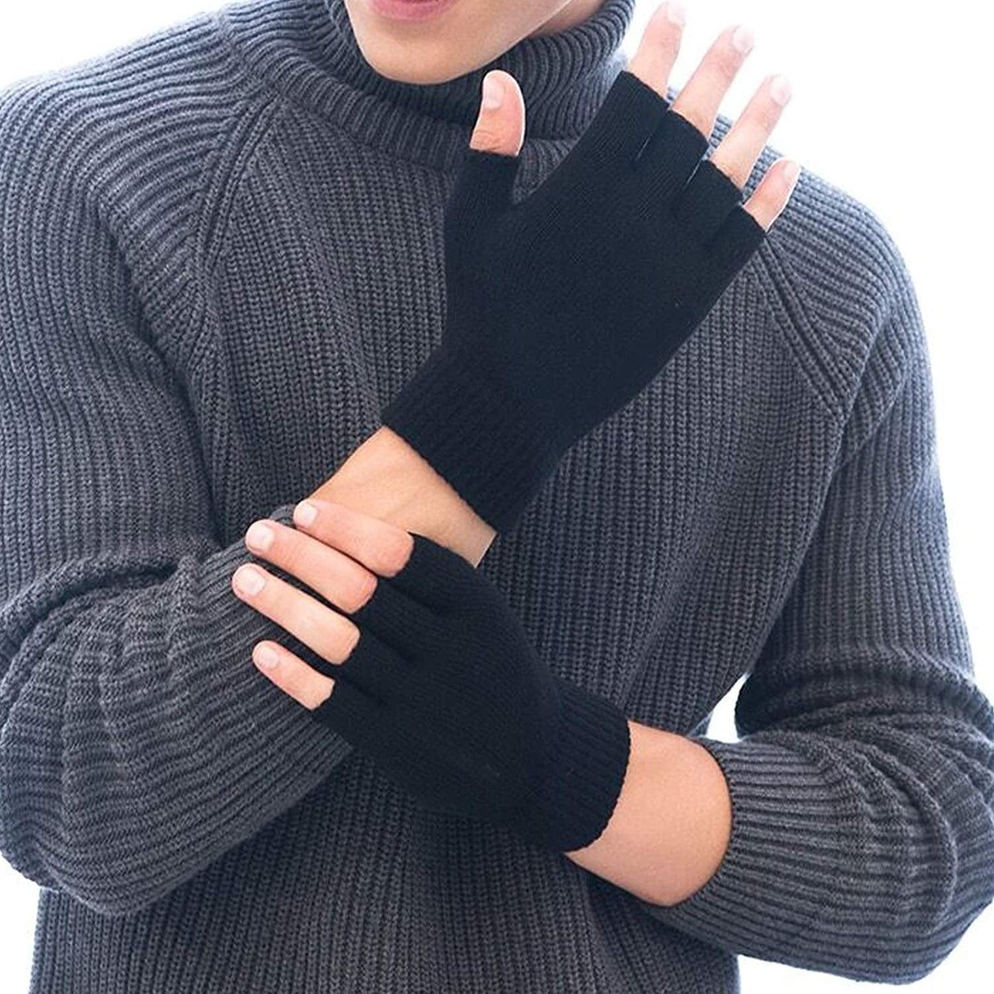 2 Pair Half Finger Gloves Winter Knit Touchscreen Warm Stretchy Mittens Fingerless Gloves in Common Size for Men and Women,Black Apparel & Accessories > Clothing Accessories > Gloves & Mittens monochef