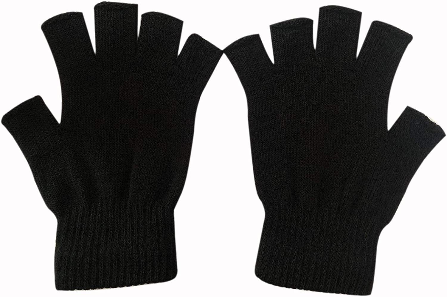 2 Pair Half Finger Gloves Winter Knit Touchscreen Warm Stretchy Mittens Fingerless Gloves in Common Size for Men and Women,Black Apparel & Accessories > Clothing Accessories > Gloves & Mittens monochef