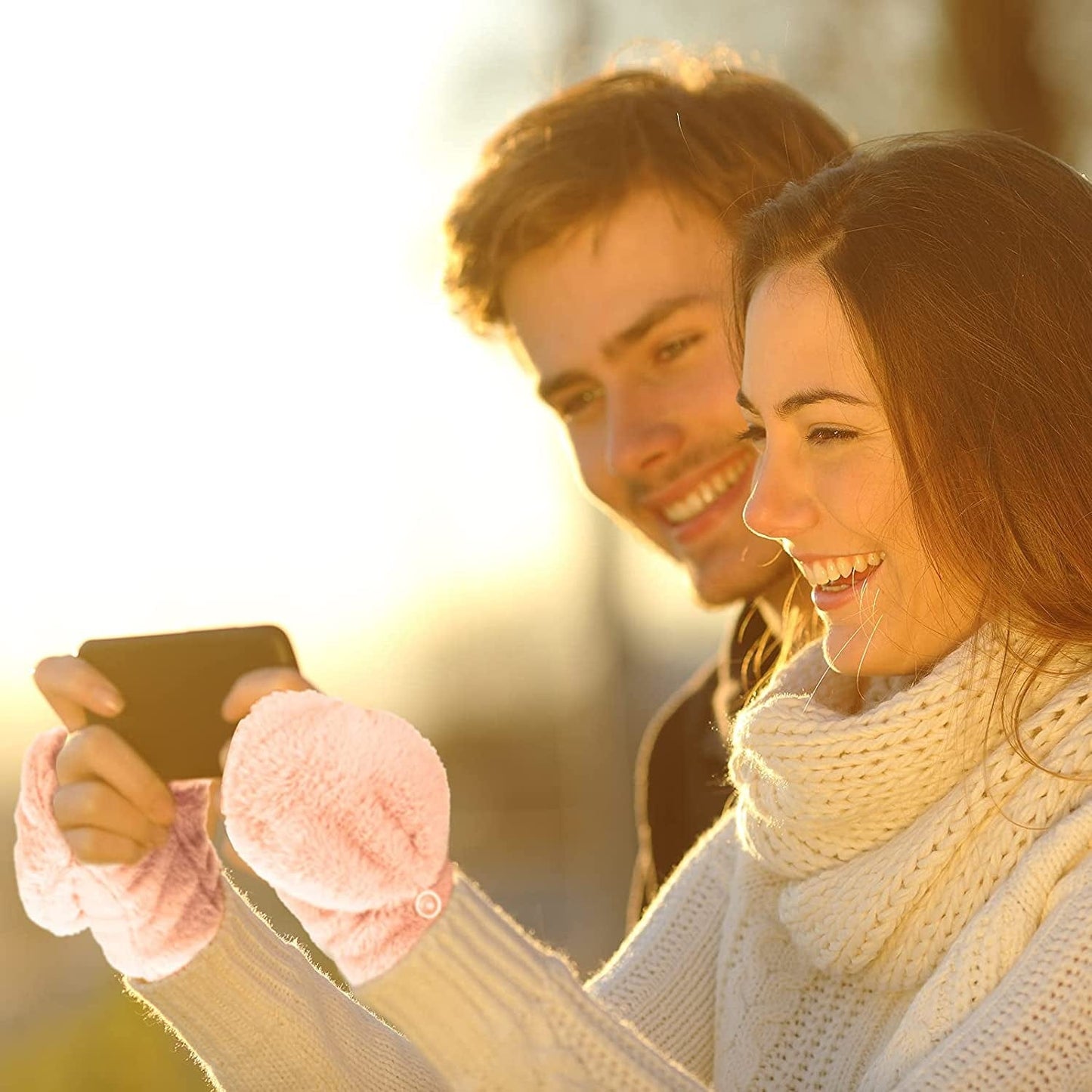 2 Pairs Faux Fur Flip Cover Mittens Winter Warm Fingerless Gloves Soft Half Finger Mittens Faux Fuzzy Lined Wool Convertible Fingerless Gloves for Women Girls, Black and Pink Apparel & Accessories > Clothing Accessories > Gloves & Mittens SATINIOR