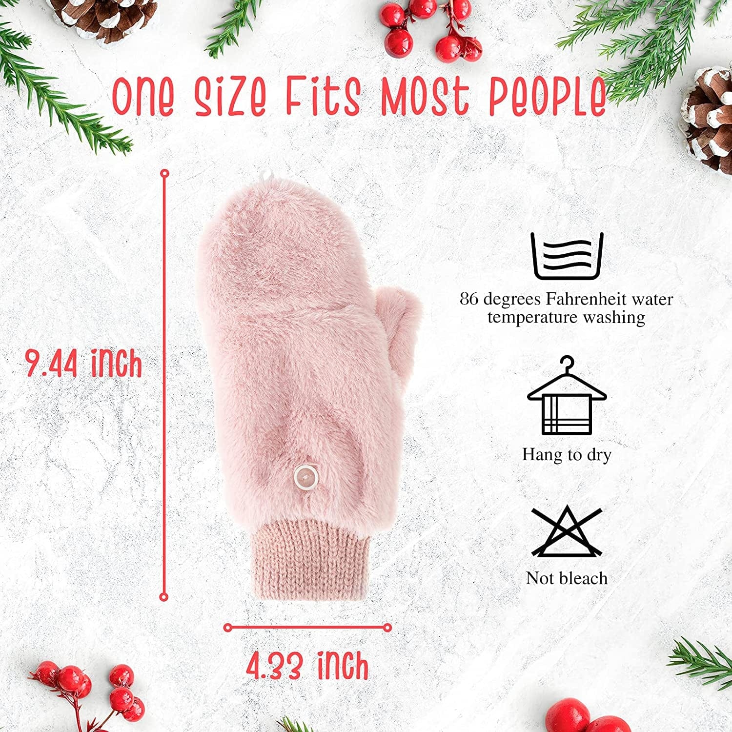 2 Pairs Faux Fur Flip Cover Mittens Winter Warm Fingerless Gloves Soft Half Finger Mittens Faux Fuzzy Lined Wool Convertible Fingerless Gloves for Women Girls, Black and Pink Apparel & Accessories > Clothing Accessories > Gloves & Mittens SATINIOR