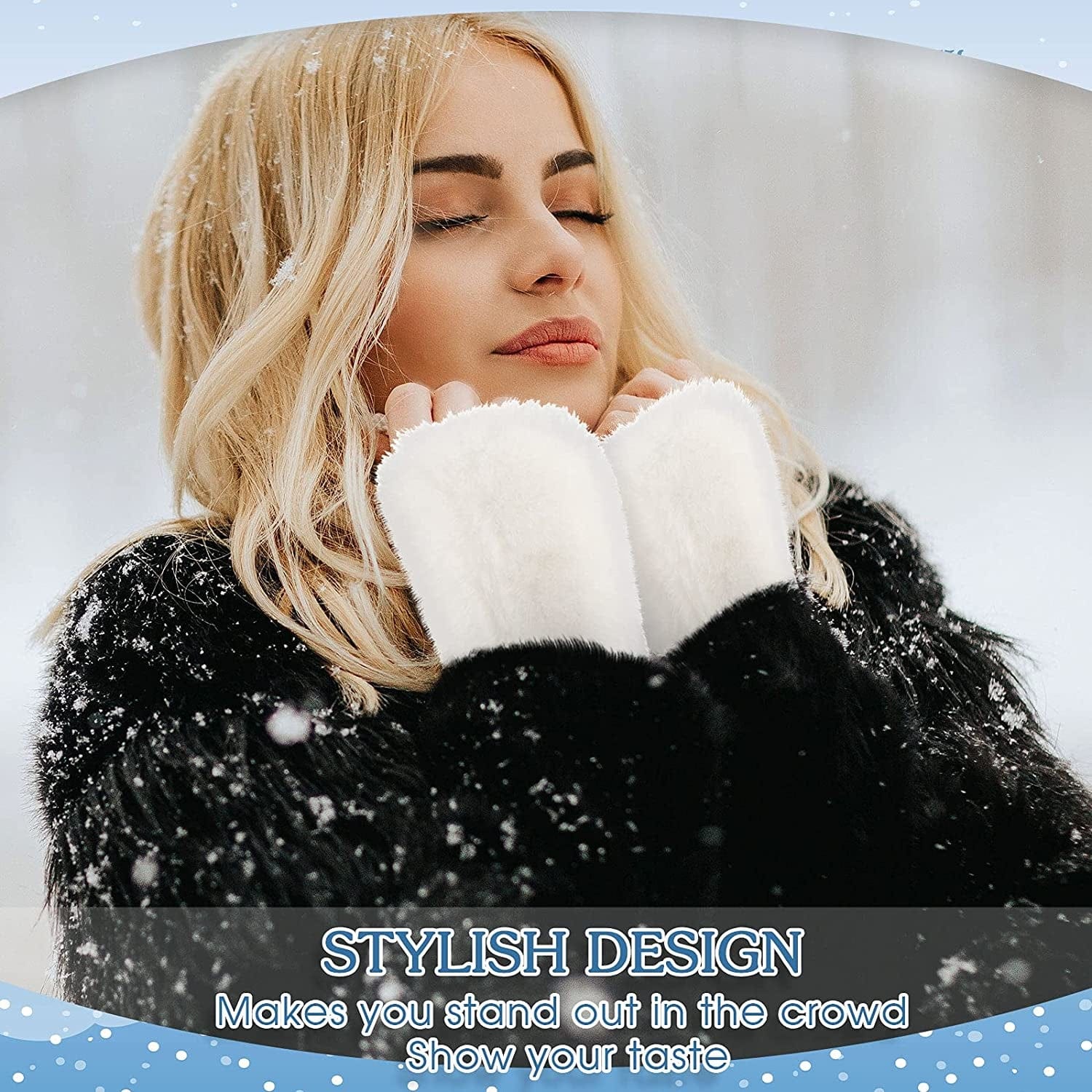 2 Pairs Fingerless Faux Fur Gloves Winter Furry Mittens Smooth Furry Gloves Half Finger Wrist Warmer Gloves Soft Plush Thumb Hole Mittens Warm Furry Cuff Gloves for Women Girls Apparel & Accessories > Clothing Accessories > Gloves & Mittens Geyoga