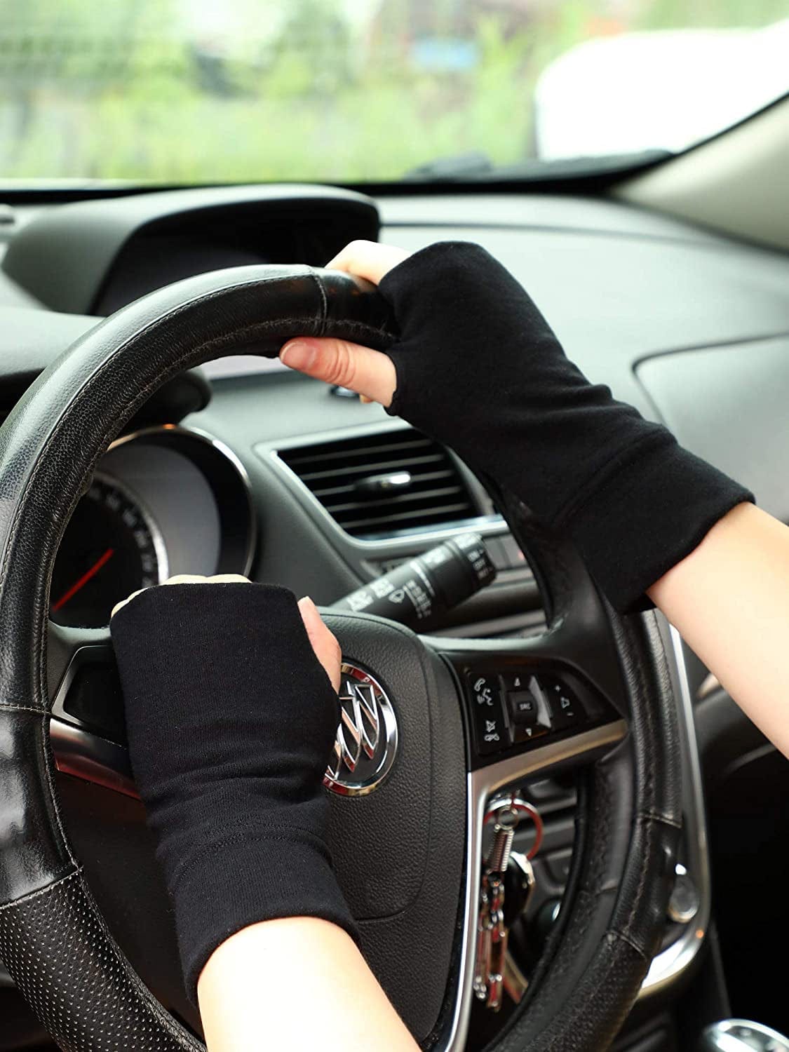 2 Pairs Fingerless Gloves Women Man Stretchy Knitted Gloves Thumb Hole Mittens Wrist Length Arm Warmers Apparel & Accessories > Clothing Accessories > Gloves & Mittens Blulu