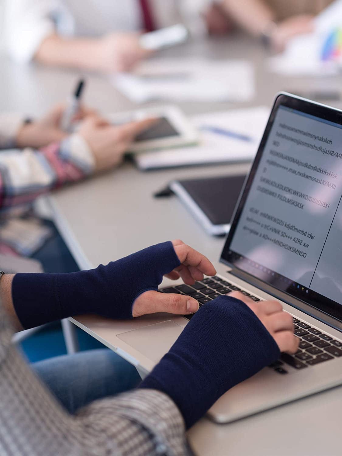 2 Pairs Fingerless Gloves Women Man Stretchy Knitted Gloves Thumb Hole Mittens Wrist Length Arm Warmers Apparel & Accessories > Clothing Accessories > Gloves & Mittens Blulu