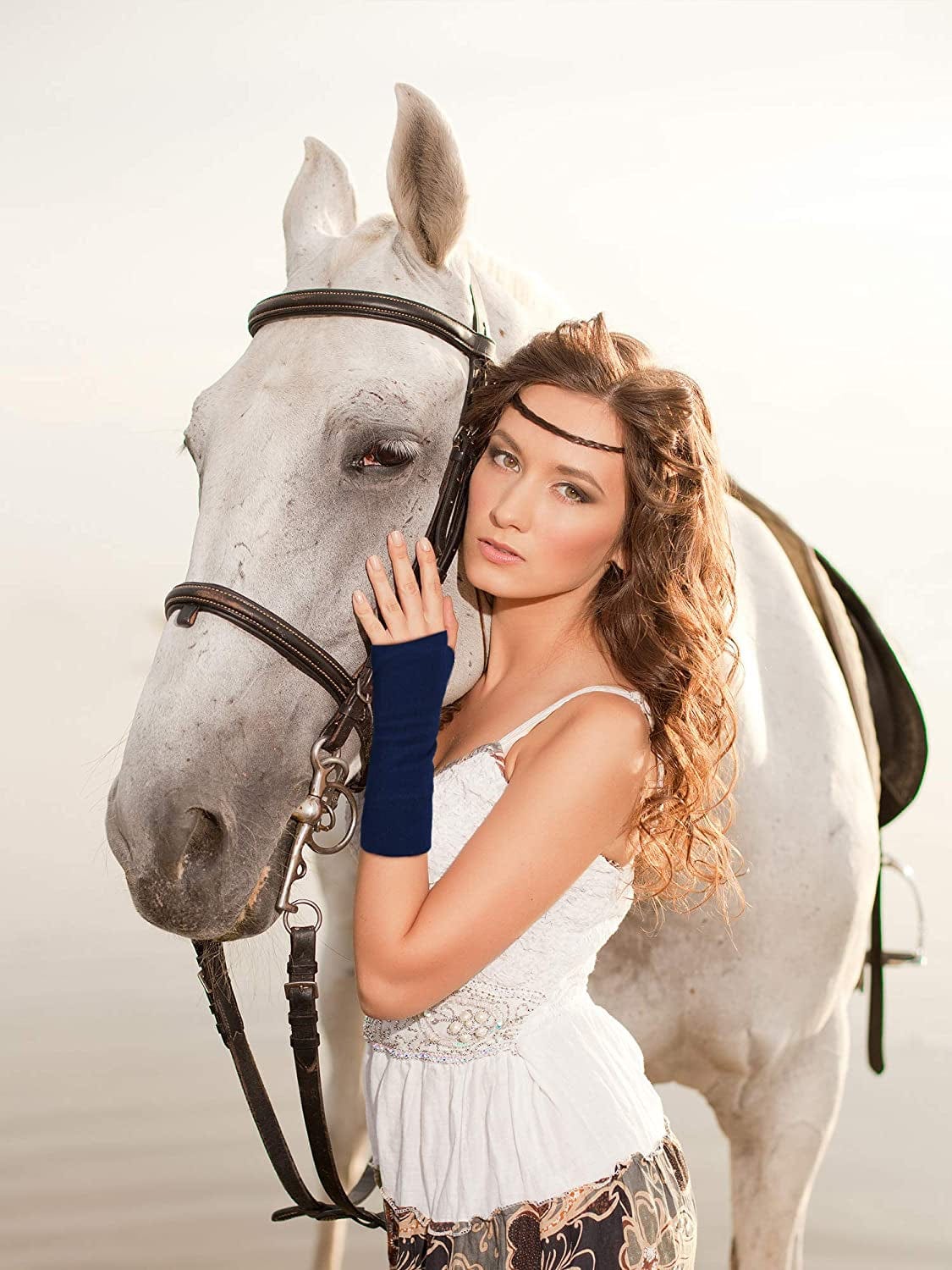 2 Pairs Fingerless Gloves Women Man Stretchy Knitted Gloves Thumb Hole Mittens Wrist Length Arm Warmers Apparel & Accessories > Clothing Accessories > Gloves & Mittens Blulu