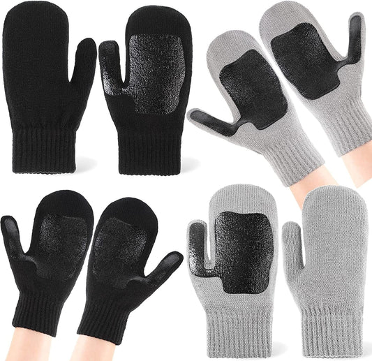 2 Pairs Winter Knit Gloves Thick Cable Knit Winter Mittens Anti-Slip Silicone Coated Snow Gloves Warm Chunky Black Grey Soft Lined Gloves Apparel & Accessories > Clothing Accessories > Gloves & Mittens JaGely