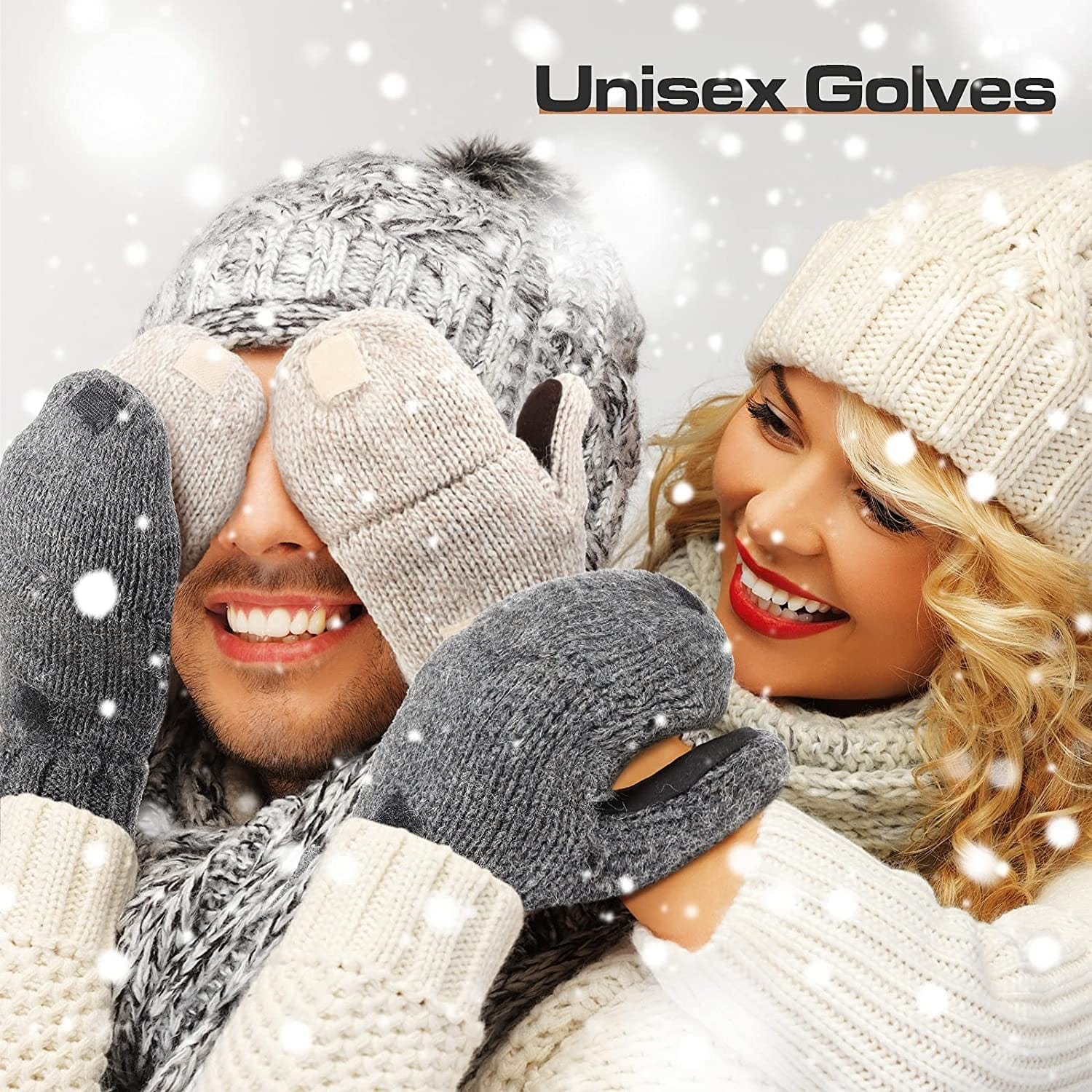 2 Pairs Winter Mittens Warm Wool Gloves with Finger Hole Cold Weather Lightweight Fingerless Thermal Gloves for Women Men Apparel & Accessories > Clothing Accessories > Gloves & Mittens Geyoga