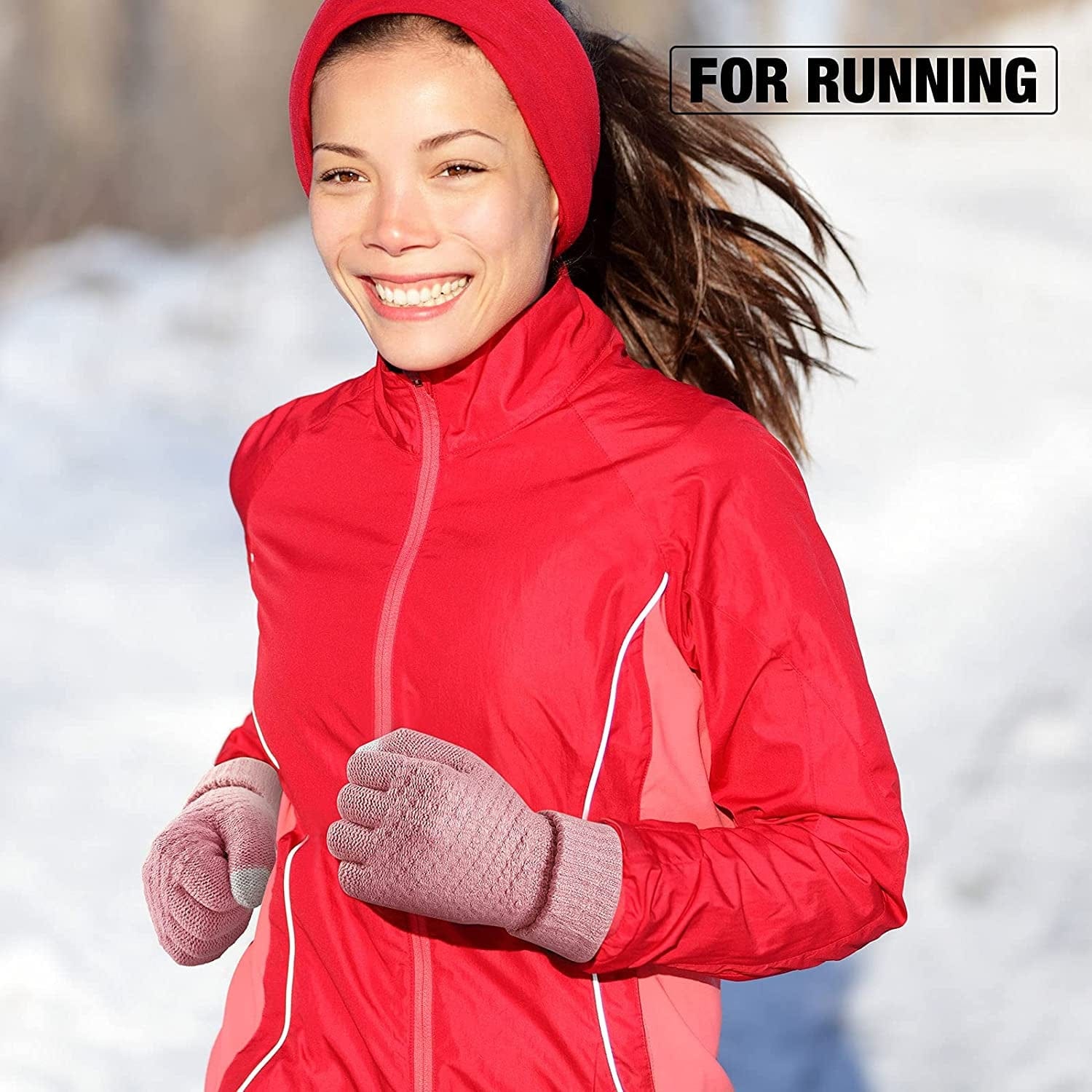 2 Pairs Women'S Winter Touchscreen Gloves Warm Fleece Lined Knit Gloves Elastic Cuff Winter Texting Gloves Apparel & Accessories > Clothing Accessories > Gloves & Mittens Geyoga