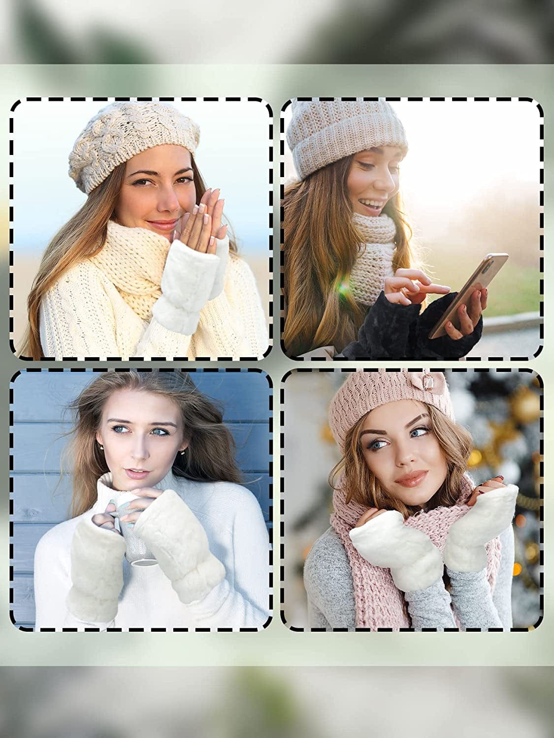 2 Pairs Women Winter Fingerless Mittens Warm Furry Gloves Convertible Fingerless Gloves Half Finger Arm Warmer Gloves Soft Faux Fur Gloves Smooth Furry Gloves Rabbit Fur Mittens for Girls Apparel & Accessories > Clothing Accessories > Gloves & Mittens Geyoga