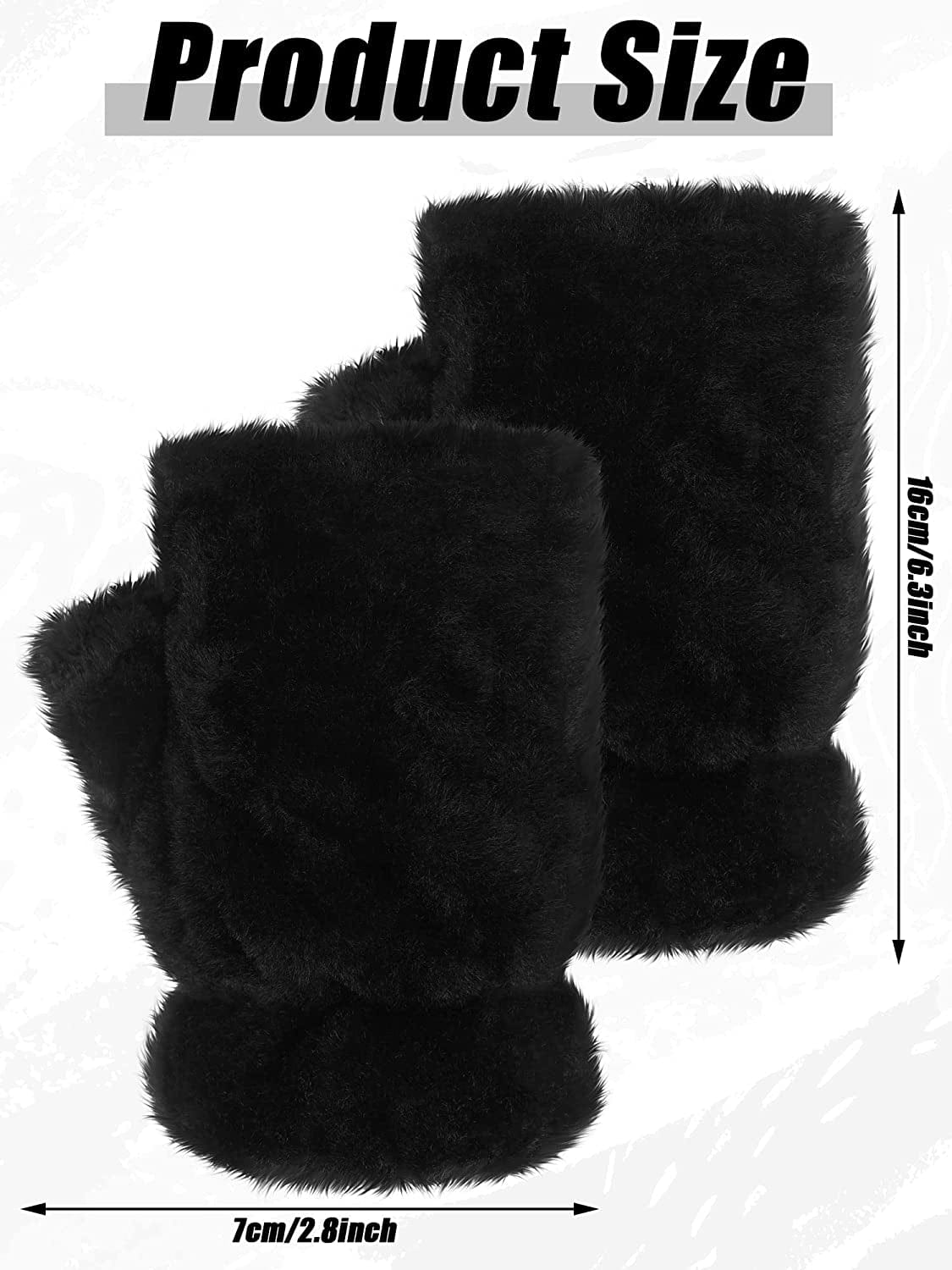 2 Pairs Women Winter Fingerless Mittens Warm Furry Gloves Convertible Fingerless Gloves Half Finger Arm Warmer Gloves Soft Faux Fur Gloves Smooth Furry Gloves Rabbit Fur Mittens for Girls Apparel & Accessories > Clothing Accessories > Gloves & Mittens Geyoga
