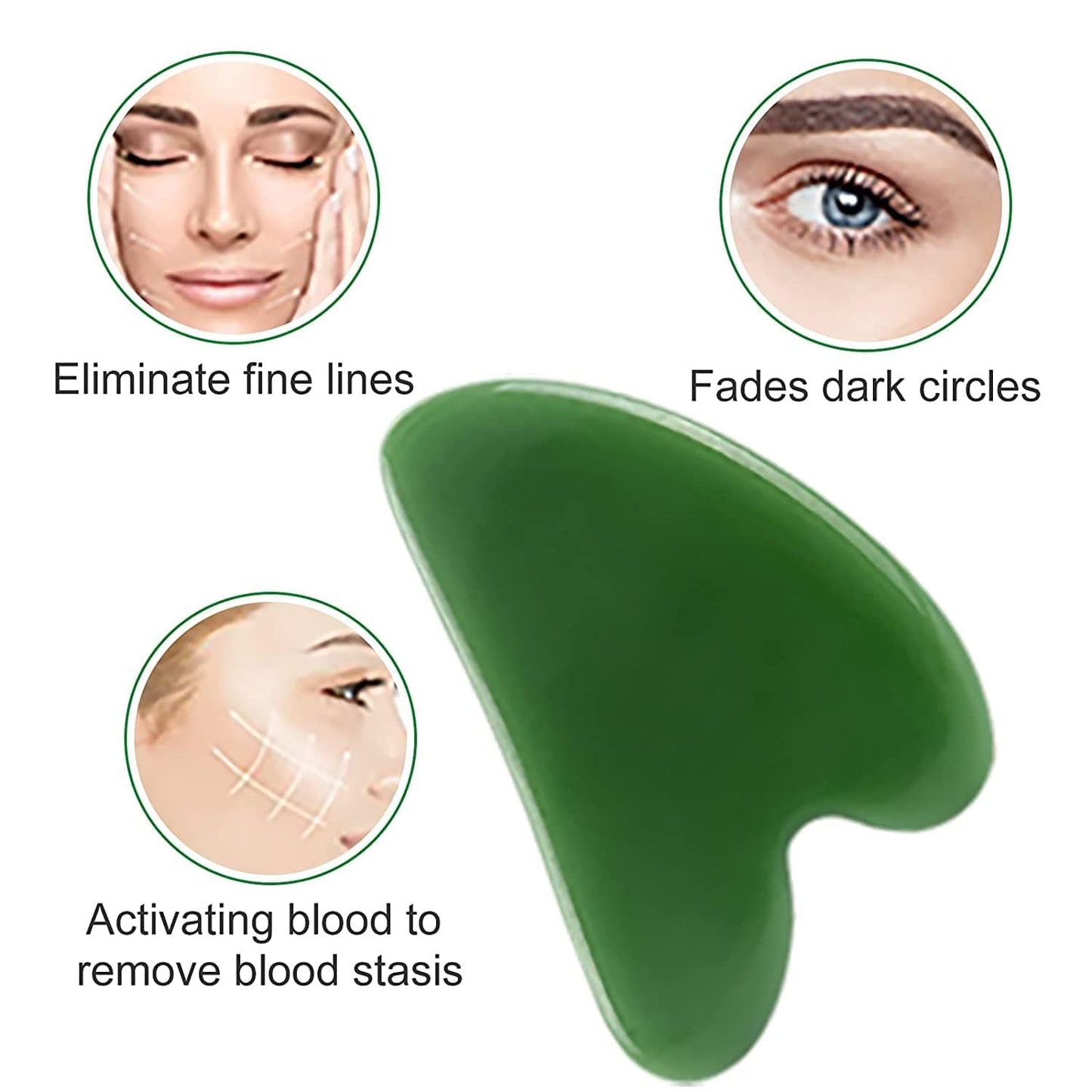 2 Pcs Gua Sha Massage Tool for Jade Stone for Face Massager Skin Scraping Massager Natural Jade Gua Sha Board for Face and Body (Dark Green) Health & Beauty > Personal Care > Cosmetics > Cosmetic Tools > Skin Care Tools Fegdyi