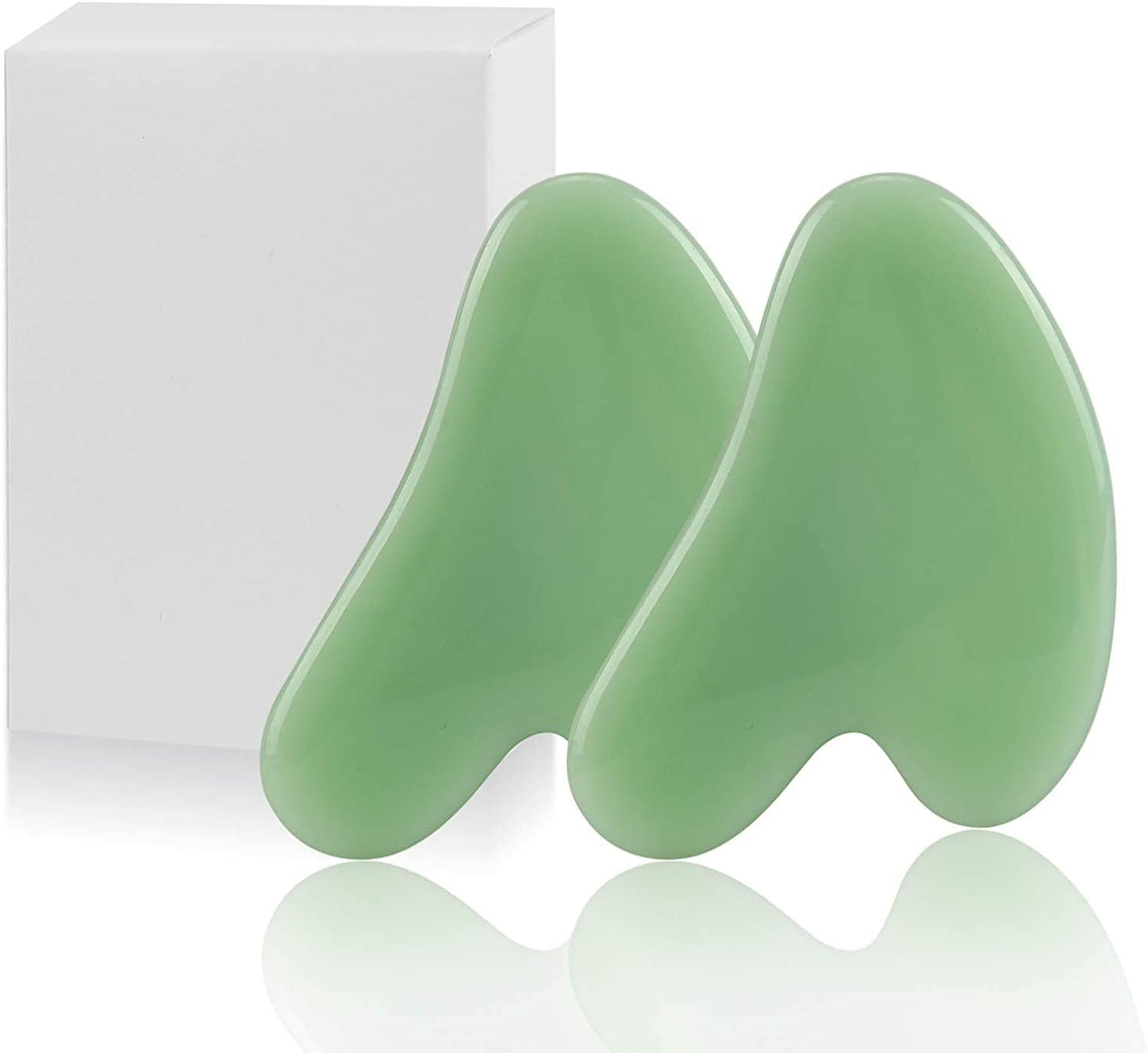 2 Pcs Gua Sha Massage Tool for Jade Stone for Face Massager Skin Scraping Massager Natural Jade Gua Sha Board for Face and Body (Dark Green) Health & Beauty > Personal Care > Cosmetics > Cosmetic Tools > Skin Care Tools N\C Light Green