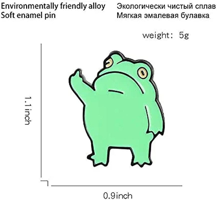 2 Pcs Middle Finger Frog Funny Cartoon Animal Brooch Backpack Badge Enamel Lapel Pins