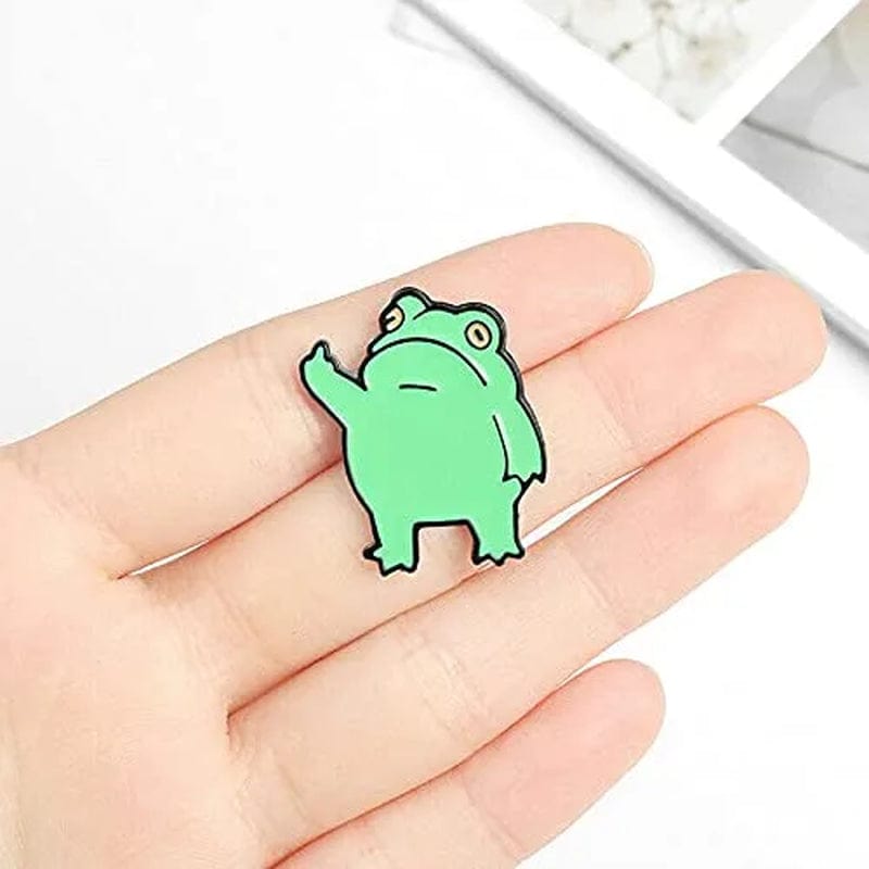 2 Pcs Middle Finger Frog Funny Cartoon Animal Brooch Backpack Badge Enamel Lapel Pins