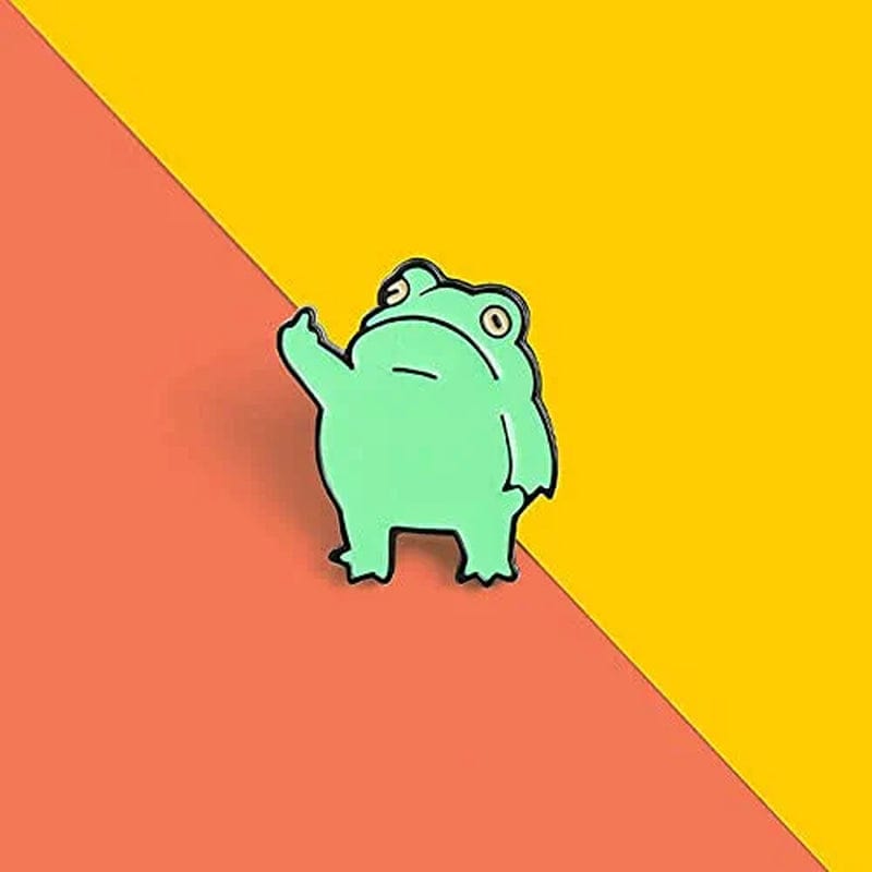 2 Pcs Middle Finger Frog Funny Cartoon Animal Brooch Backpack Badge Enamel Lapel Pins