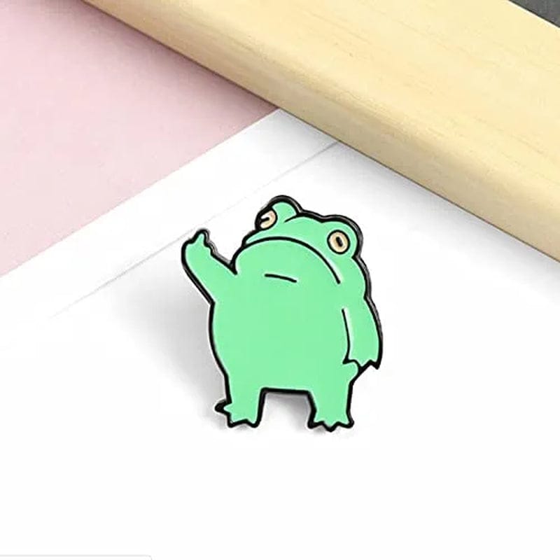 2 Pcs Middle Finger Frog Funny Cartoon Animal Brooch Backpack Badge Enamel Lapel Pins