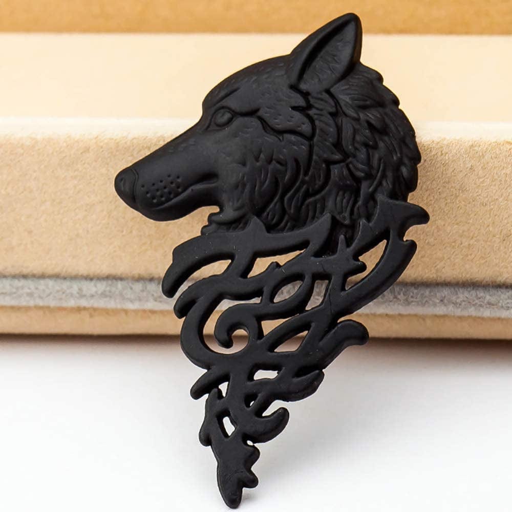 2 Pcs Vintage Wolf Head Lapel Brooch Set. Antique Animal Suit Collar Brooch Pin, Sweater Shawl Scarf Badge for Men Women