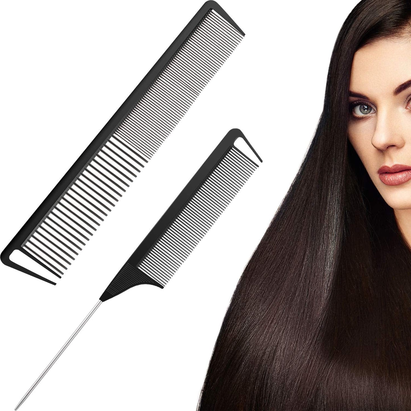 2 Pieces Carbon Fiber Combs Rat Tail Comb Wide and Fine Teeth Comb Salon Hairdressing Hair Care Tools for Men and Women with Different Kinds of Hairs Health & Beauty > Personal Care > Hair Care Boao