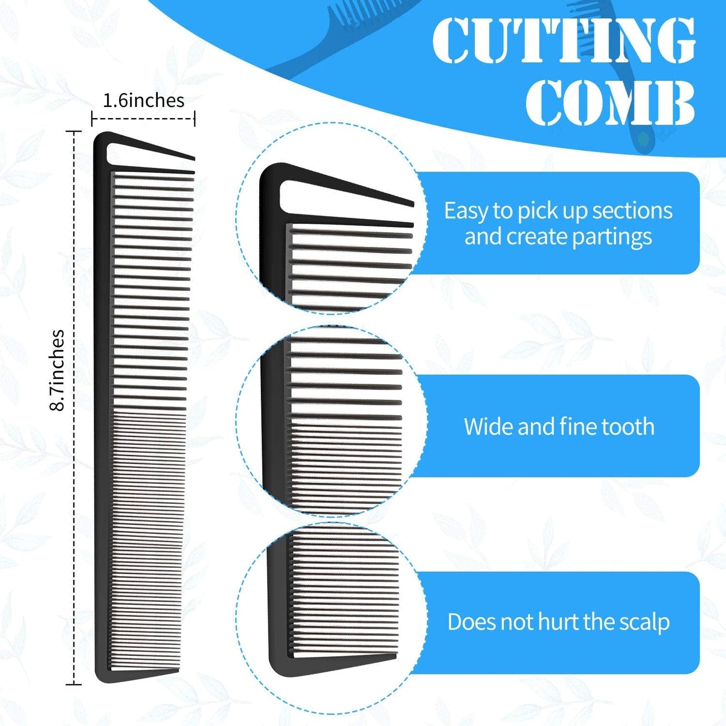 2 Pieces Carbon Fiber Combs Rat Tail Comb Wide and Fine Teeth Comb Salon Hairdressing Hair Care Tools for Men and Women with Different Kinds of Hairs Health & Beauty > Personal Care > Hair Care Boao