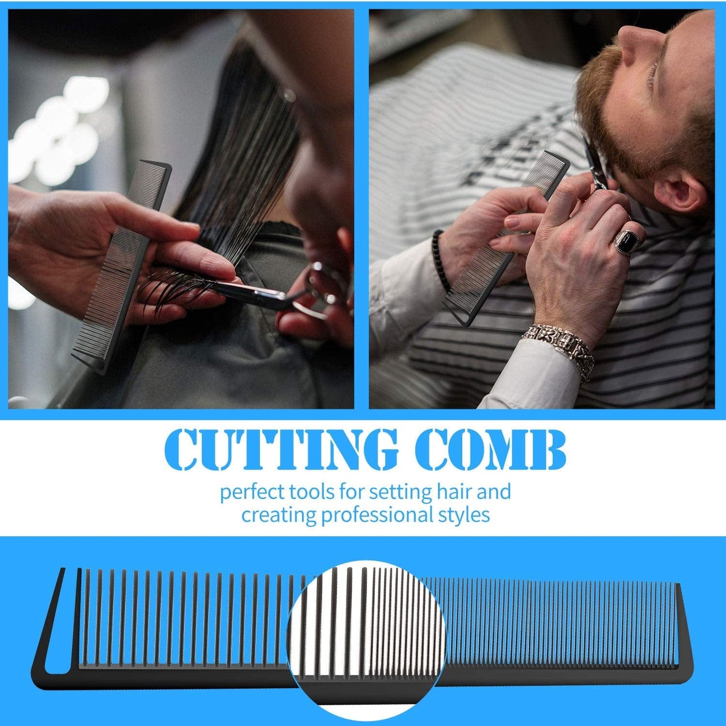 2 Pieces Carbon Fiber Combs Rat Tail Comb Wide and Fine Teeth Comb Salon Hairdressing Hair Care Tools for Men and Women with Different Kinds of Hairs Health & Beauty > Personal Care > Hair Care Boao