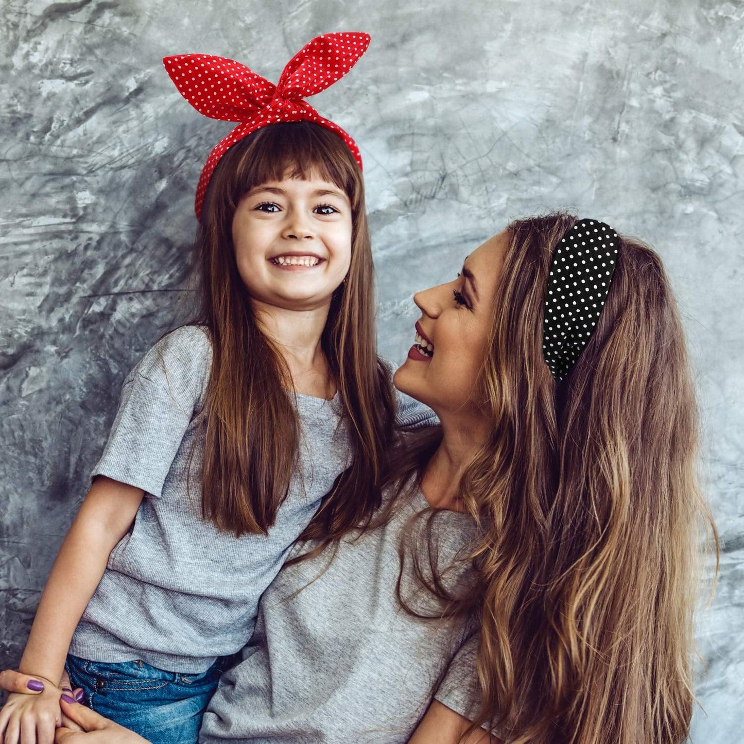 2 Pieces Head Scarf for Women Retro 1940S Head Scarf Bandana Headband Red Black Boho Bow Headbands Vintage Rabbit Ear Hairband Girls Hair Accessories (Lovely Dot) Apparel & Accessories > Clothing Accessories > Bandanas & Headties Hicarer