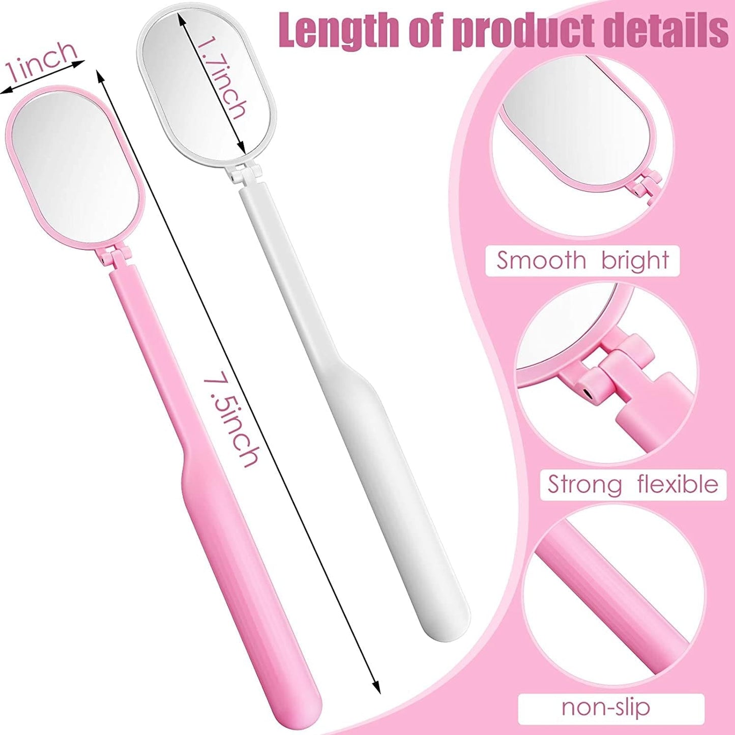 2 Pieces Lash Mirror Eyelash Extension Mirror Makeup Mini Mirror Lightweight Makeup Mirror Mirror Lash Tools for Makeup Eyelash Extensions Supplies, 2 Colors (White, Pink) Health & Beauty > Personal Care > Cosmetics > Cosmetic Tools > Makeup Tools Jetec