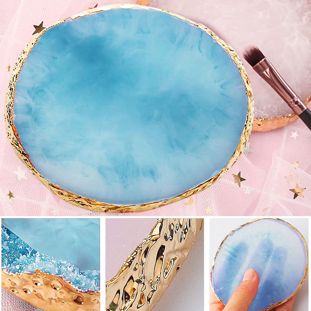 2 Pieces Resin Nail Art Palette, Nail Art Painting Gel Palette Gold Edge Nail Gel Color Makeup Display Board Nail Art Display Cosmetic Mixing Tools Health & Beauty > Personal Care > Cosmetics > Cosmetic Tools > Nail Tools SUMAJU