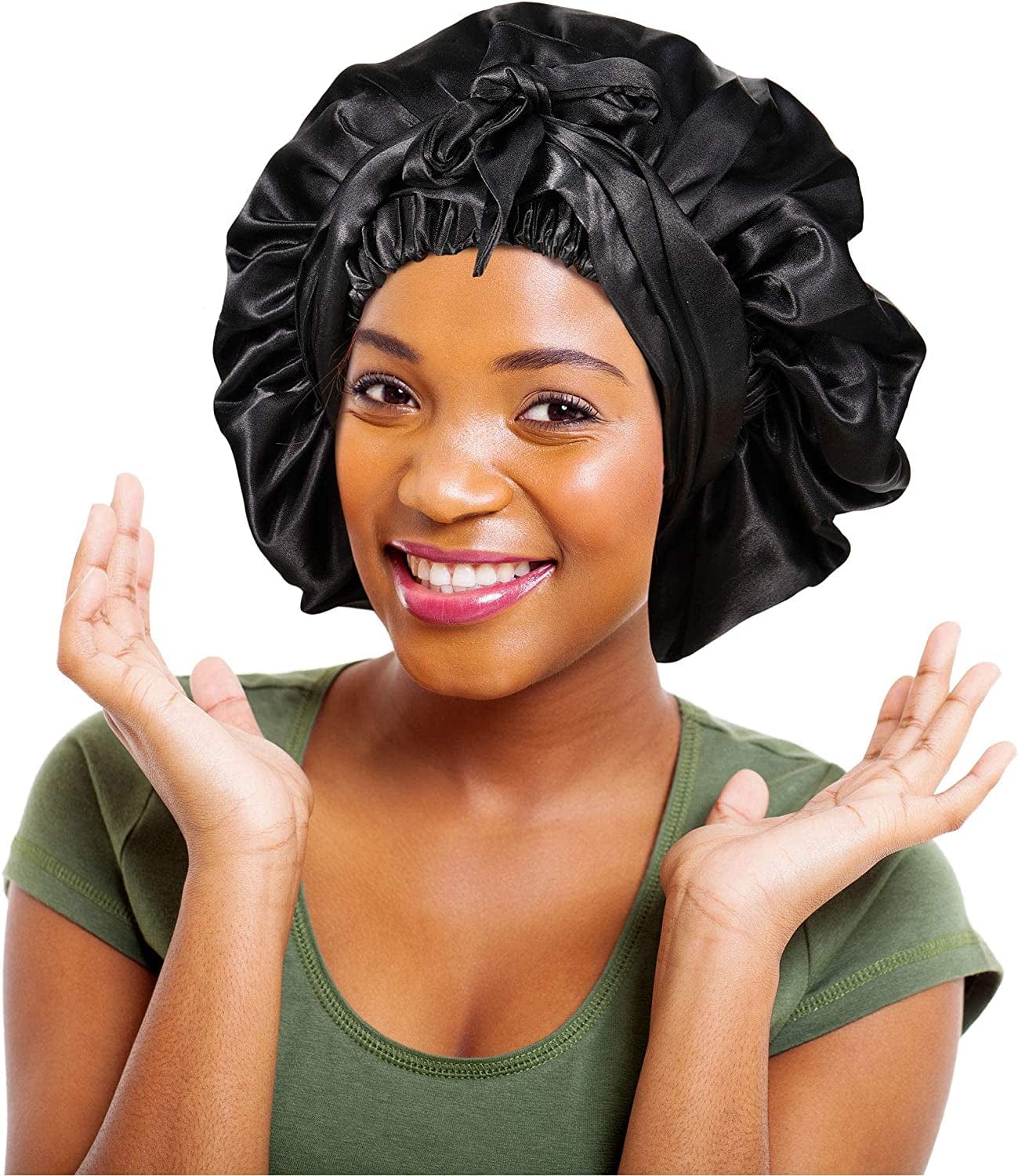 2 Pieces Soft Satin Head Scarf Sleeping Cap Bonnet Headwear Head Wrap Turbans for Women Long Curly Hair, Braids Apparel & Accessories > Clothing Accessories > Headwear Syhood