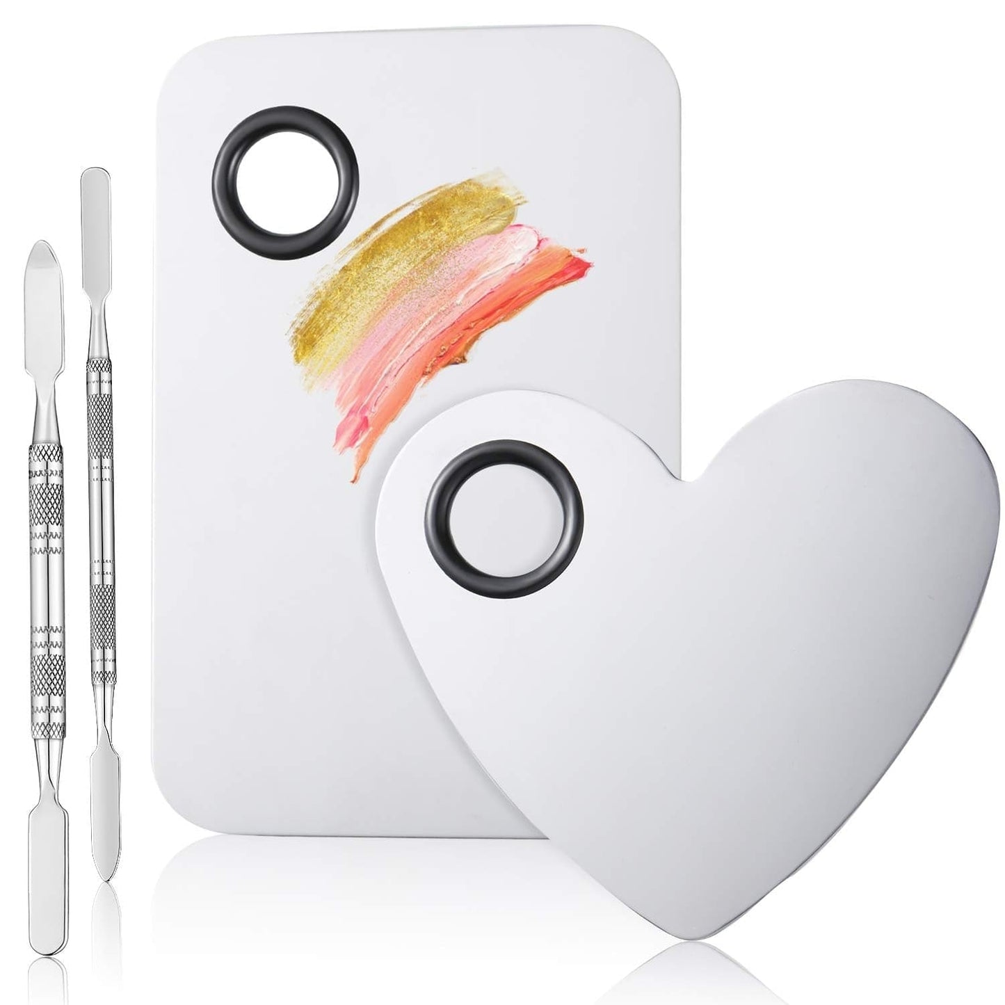 2 Pieces Stainless Steel Cosmetic Makeup Palette, Professional Cosmetic Mixing Makeup Palette Spatula Makeup Artist Tool, Beauty Salon Nail Art Eye Shadow Eyelash Pigment Blending Health & Beauty > Personal Care > Cosmetics > Cosmetic Tools > Makeup Tools Outus